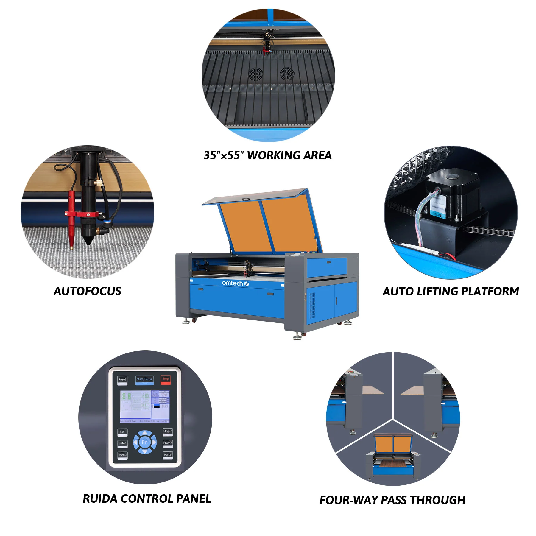 Pre-Owned AF3555-130 - 130W CO2 Laser Engraver Cutting Machine with 35” x 55” Working Area (with Auto Focus) - Image 3
