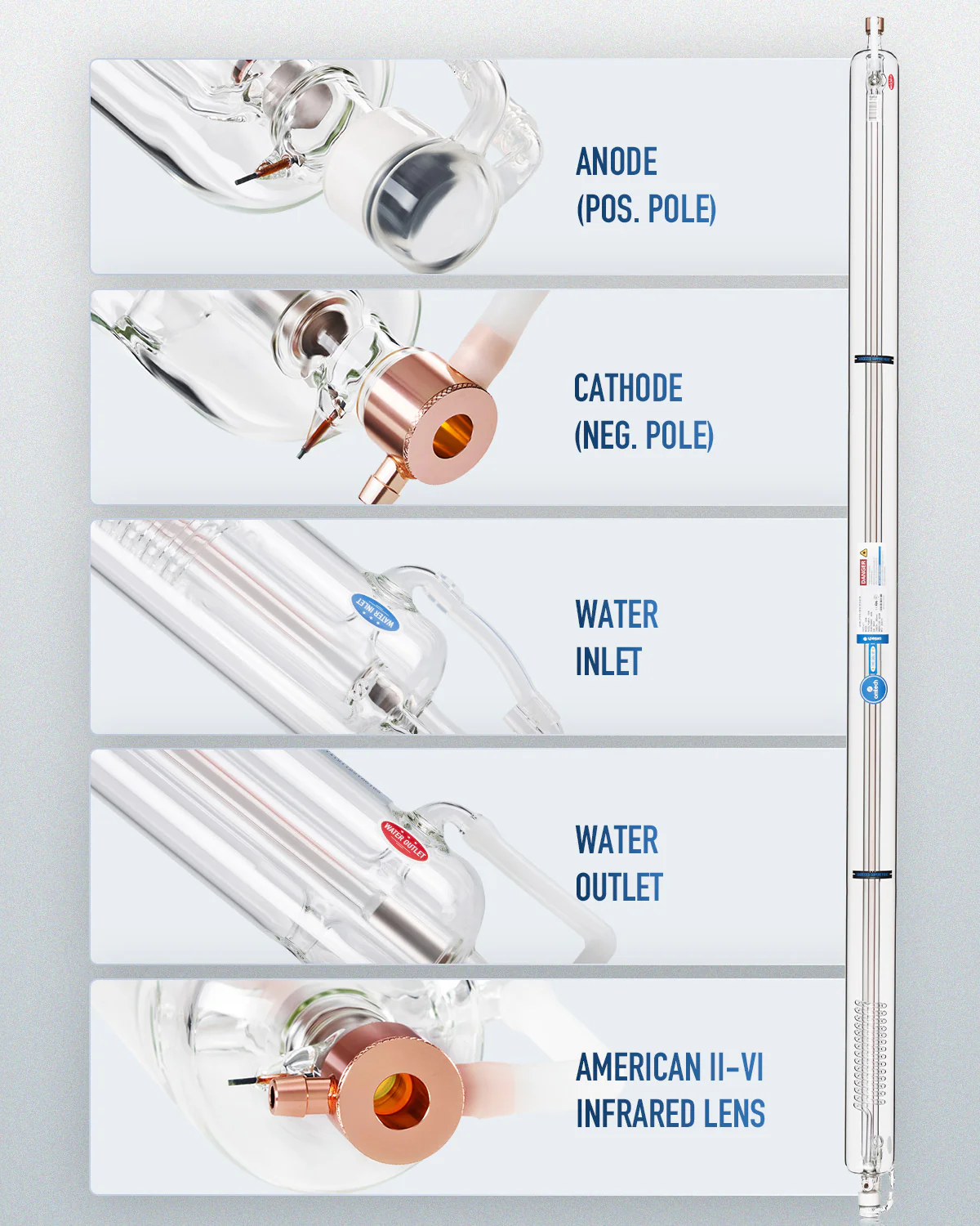 150W CO2 Laser Tube with Borosilicate Glass for Laser Engraver & Cutter Machine - Image 2
