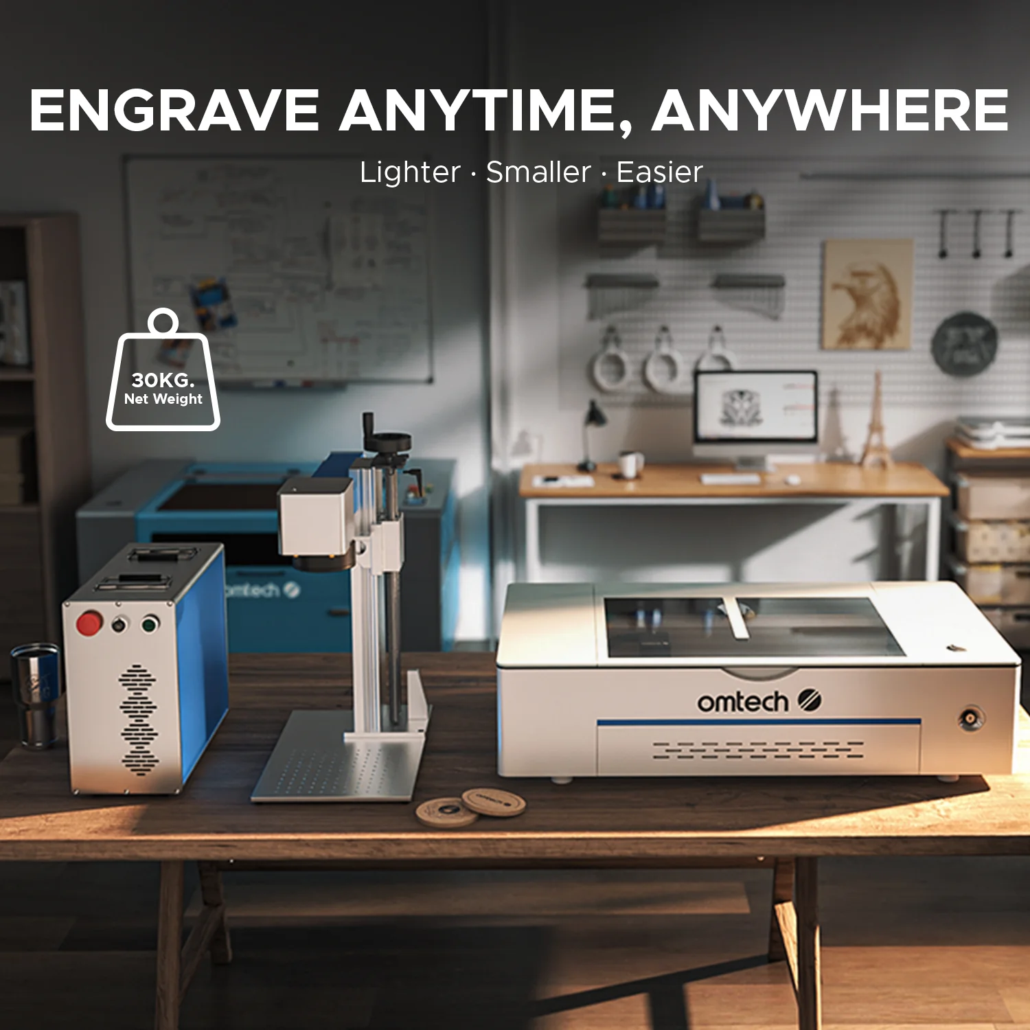 OMTech Galvo 20W Split Fiber Laser Engraver and Marker with 4.3" x 4.3" Working Area - Image 7