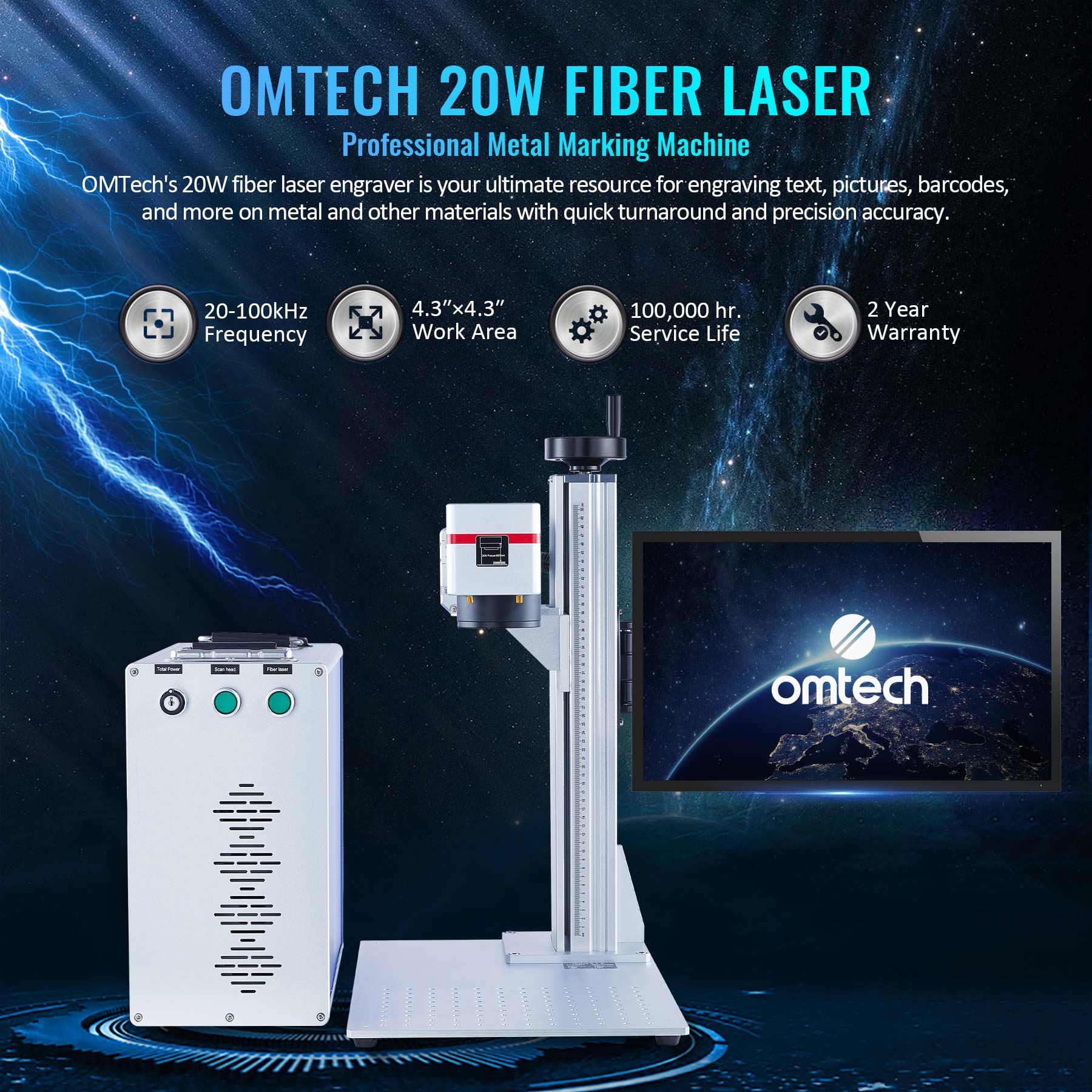 Pre-Owned FM4343-20S - 20W Split Fiber Laser Marker Engraving Machine with 4.3” x 4.3” Working Area - Image 3