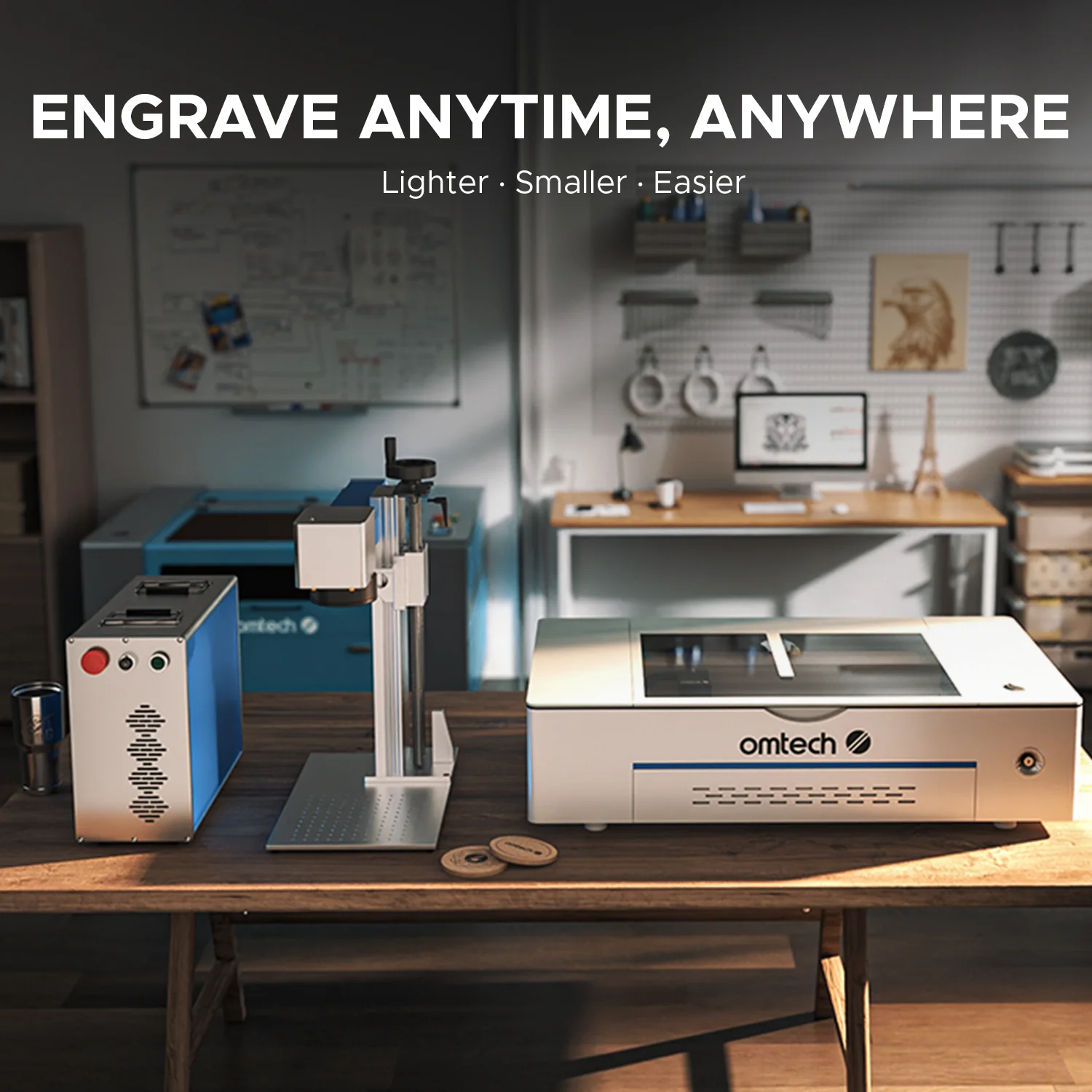 OMTech Galvo 50W Split Fiber Laser Engraver for Metal with 7.9" x 7.9" Working Area - Image 7