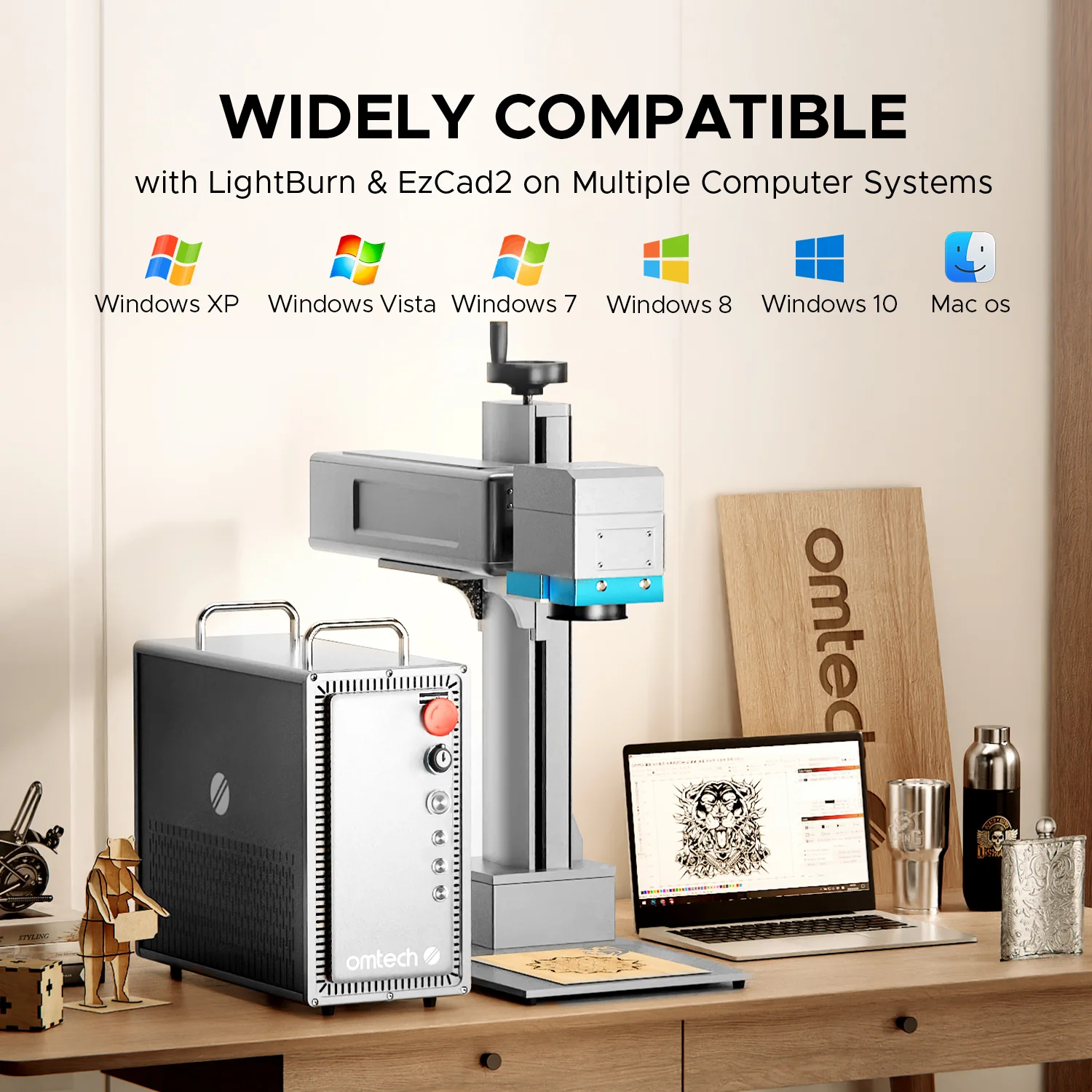 OMTech 50W Split Fiber Laser Engraving Machine with 6.9" X 6.9" Working Area, Autofocus and Built-in Camera - Image 7