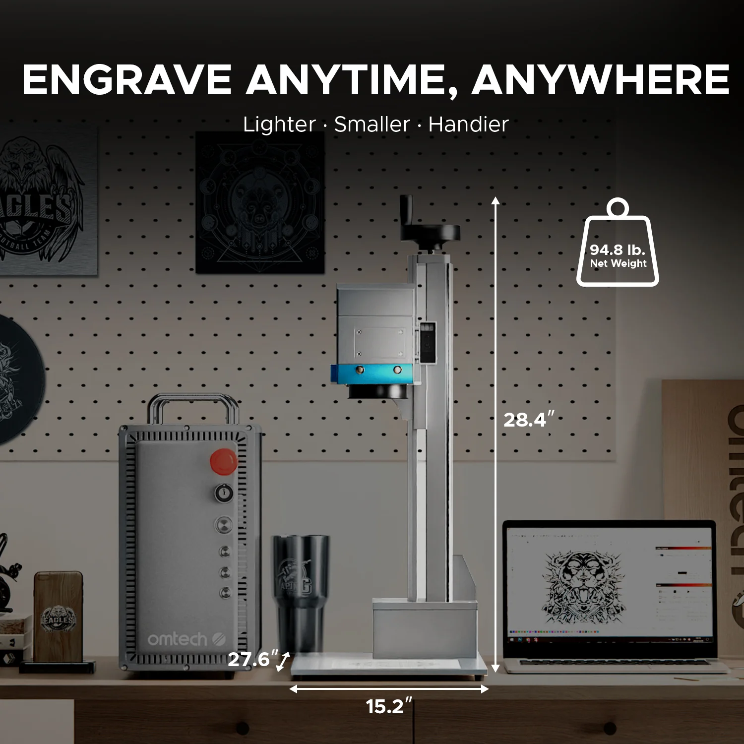 OMTech 50W Split Fiber Laser Engraving Machine with 6.9" X 6.9" Working Area, Autofocus and Built-in Camera - Image 9