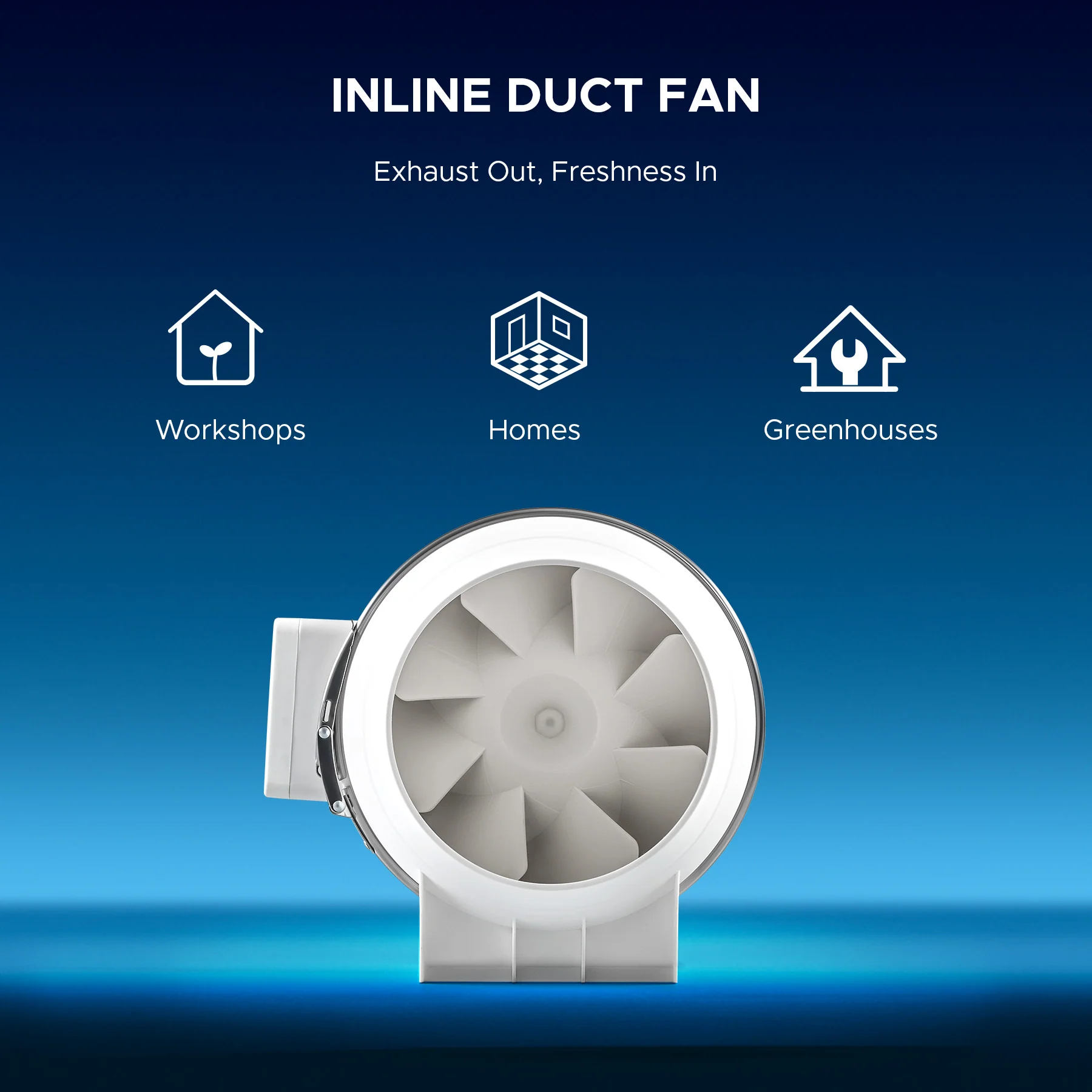 6” Inline Duct Fan, 318 cfm Ventilation Exhaust Fan with Quiet 75W AC Motor - Image 5