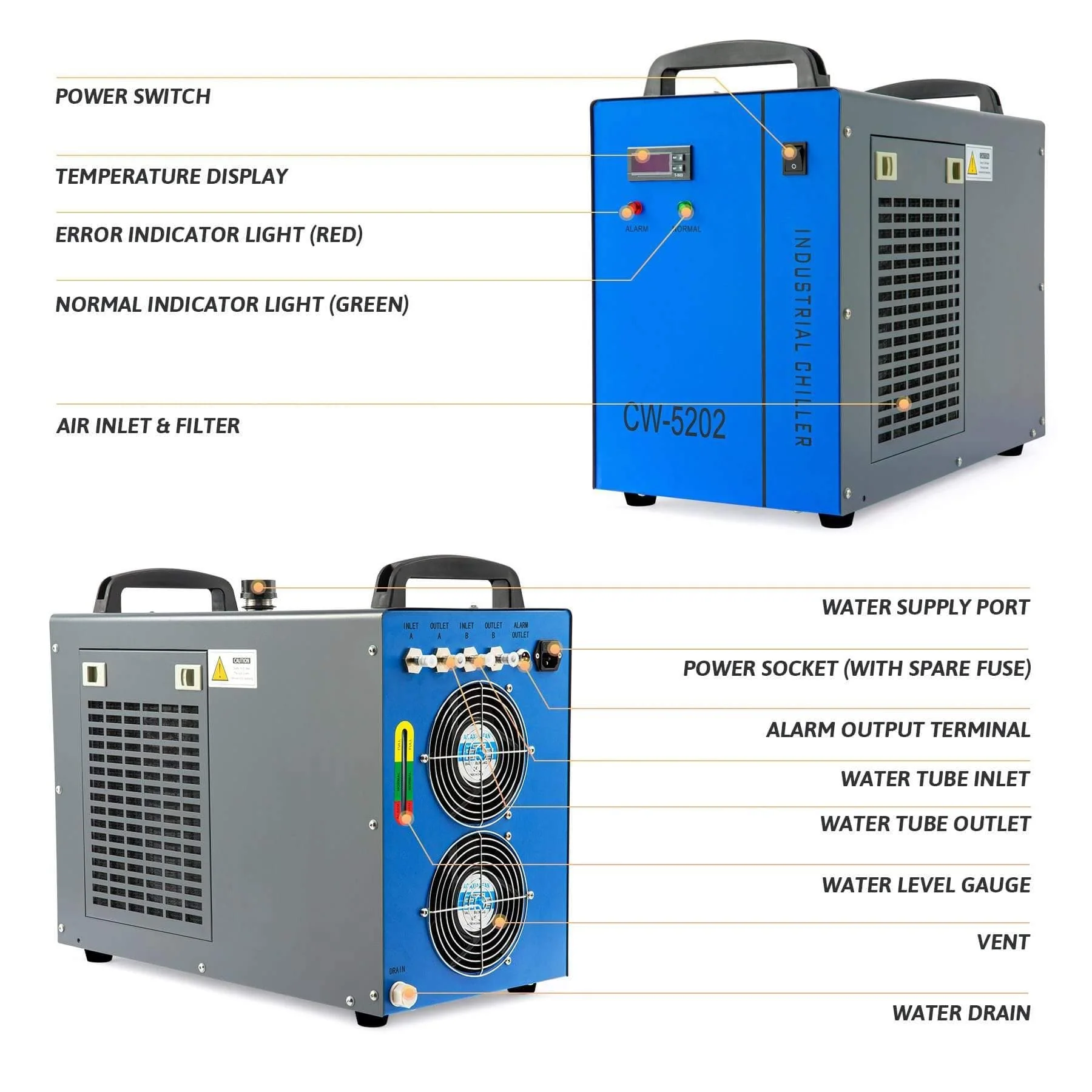 6L Industrial Dual Water Chiller for 50W-150W CO2 Laser Engraver Machines - Image 3
