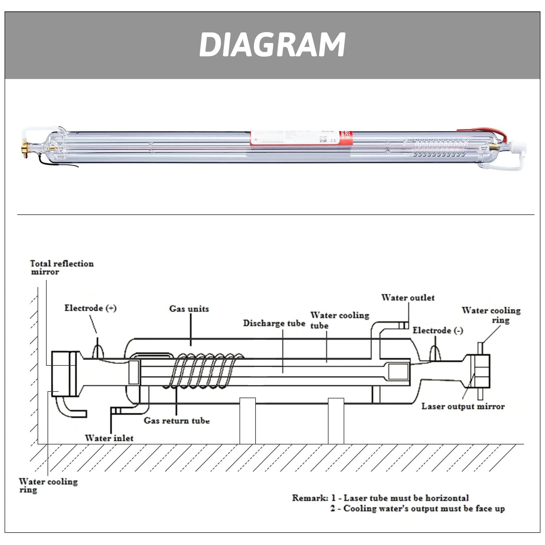 EFR 80W CO2 Laser Tube for Laser Engraver Cutting Machine - Image 4