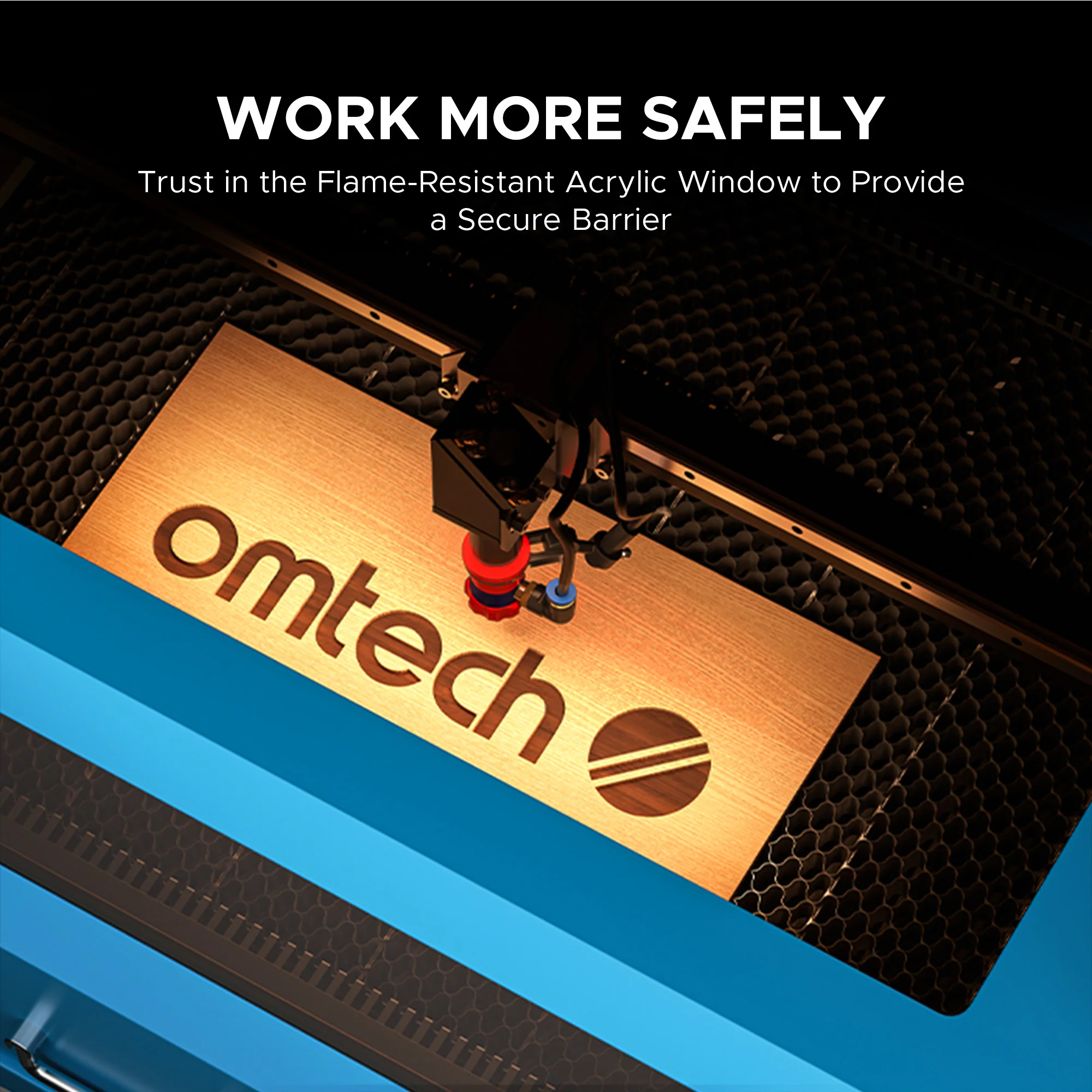 OMTech Maker AF2028-60 60W CO2 Laser Cutter and Engraver with 20" x 28" Working Area and Autofocus - Image 14