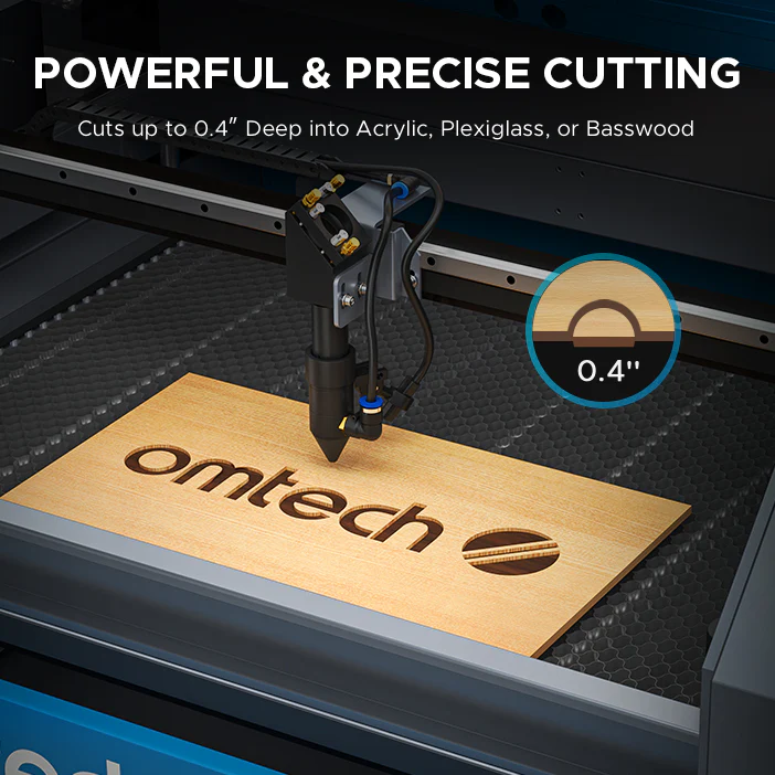 OMTech Maker MF2028-80 90W CO2 Laser Cutter and Engraver with 20" x 28" Working Area - Image 8