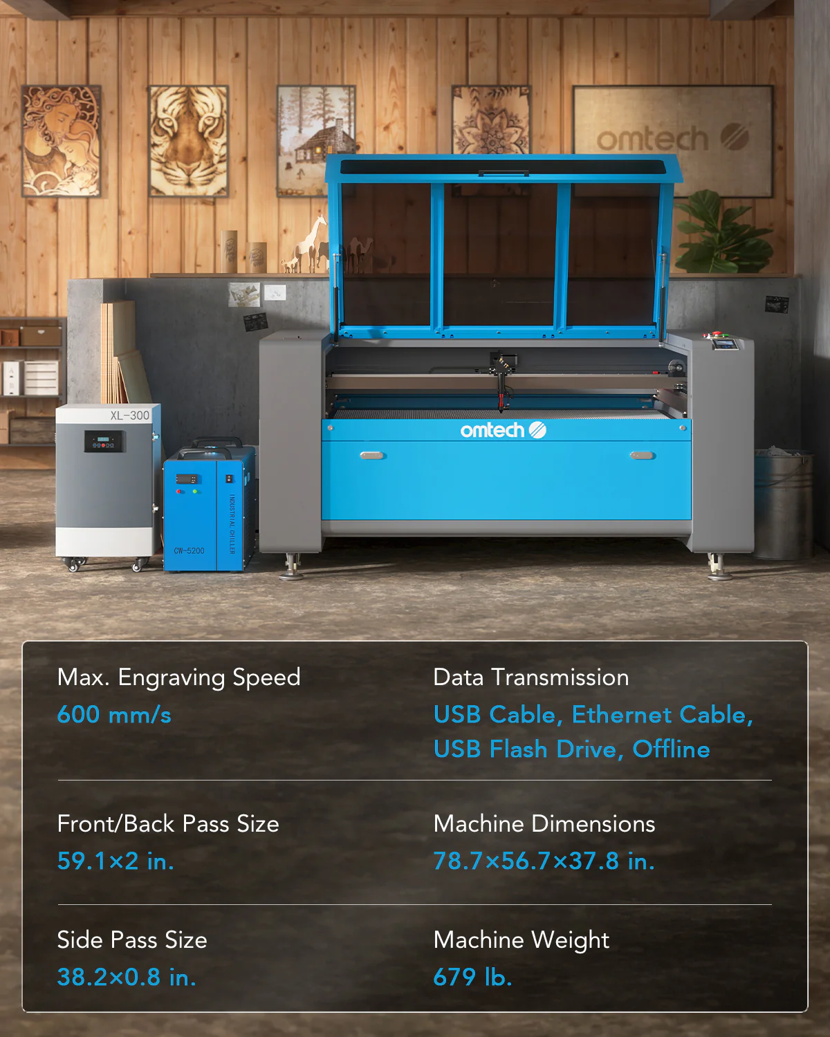 Pre-Owned AF3555-130 - 130W CO2 Laser Engraver Cutting Machine with 35” x 55” Working Area with Auto Focus - Image 7
