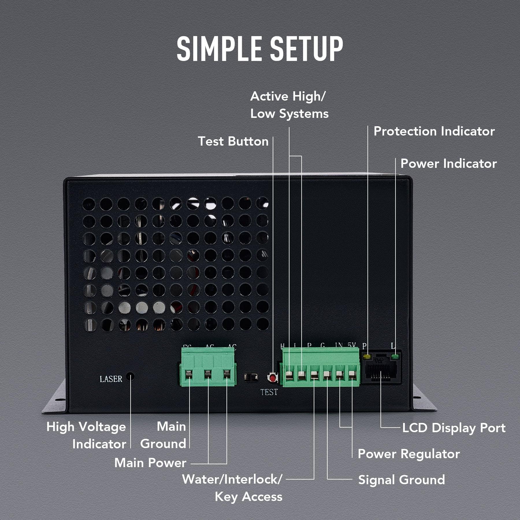 100W Power Supply with Real Time Display for CO2 Laser Engravers & Cutters - Image 5