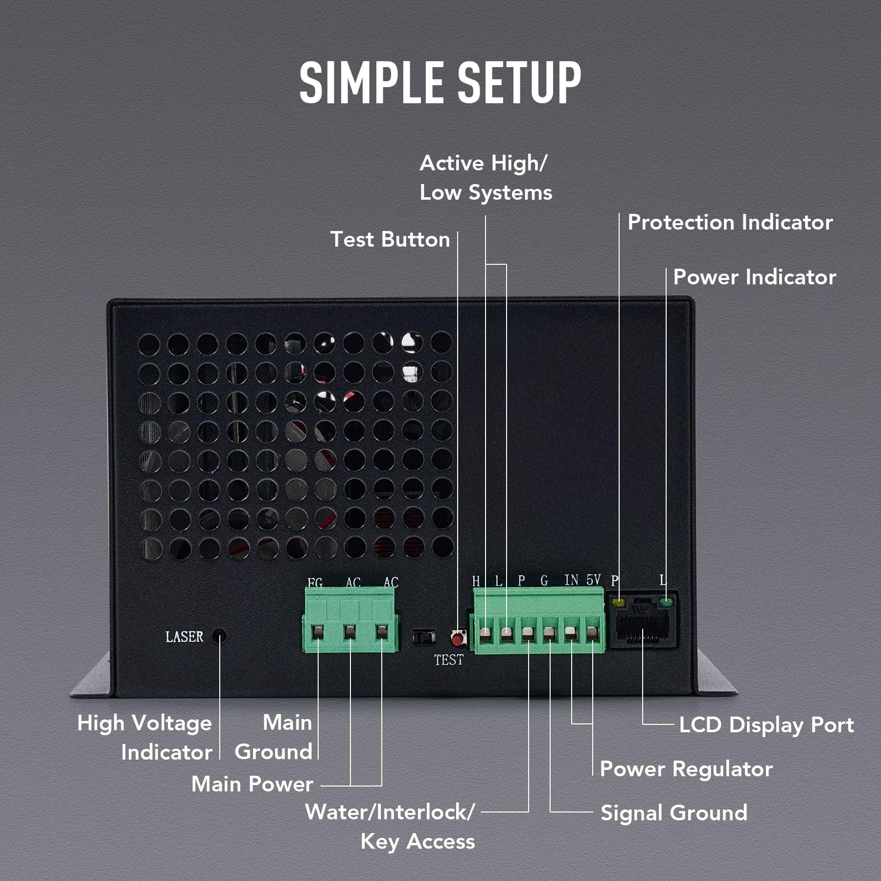 150W Power Supply with Real Time Display for CO2 Laser Engravers & Cutters - Image 5
