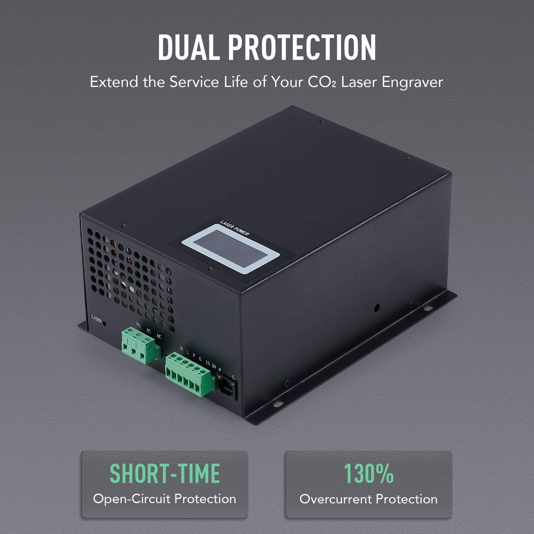 60W Power Supply with Real Time Display for CO2 Laser Engravers & Cutters - Image 3