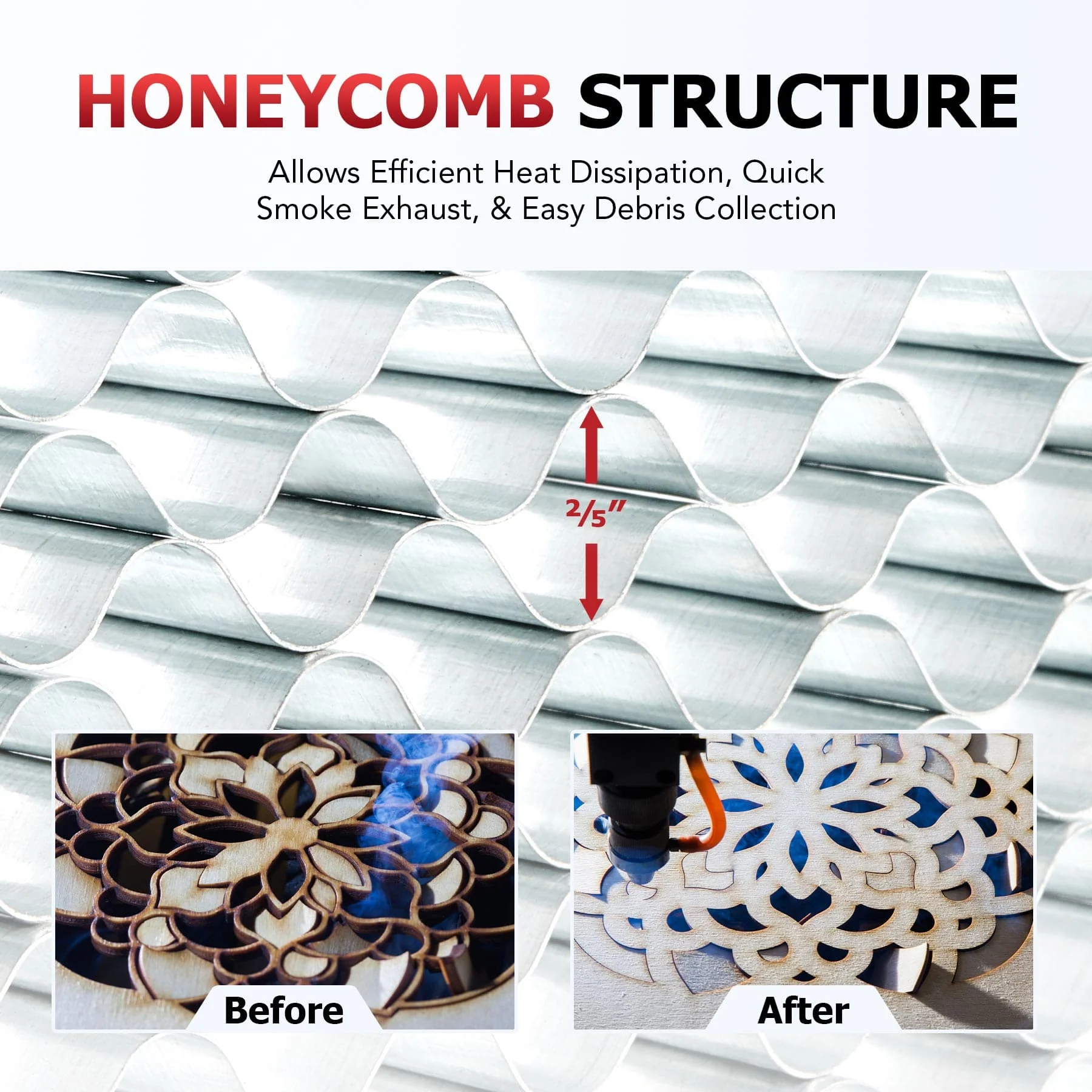 6x10 Inch Metal Honeycomb Laser Working Bed for K40+ 45W Laser Engravers - Image 4
