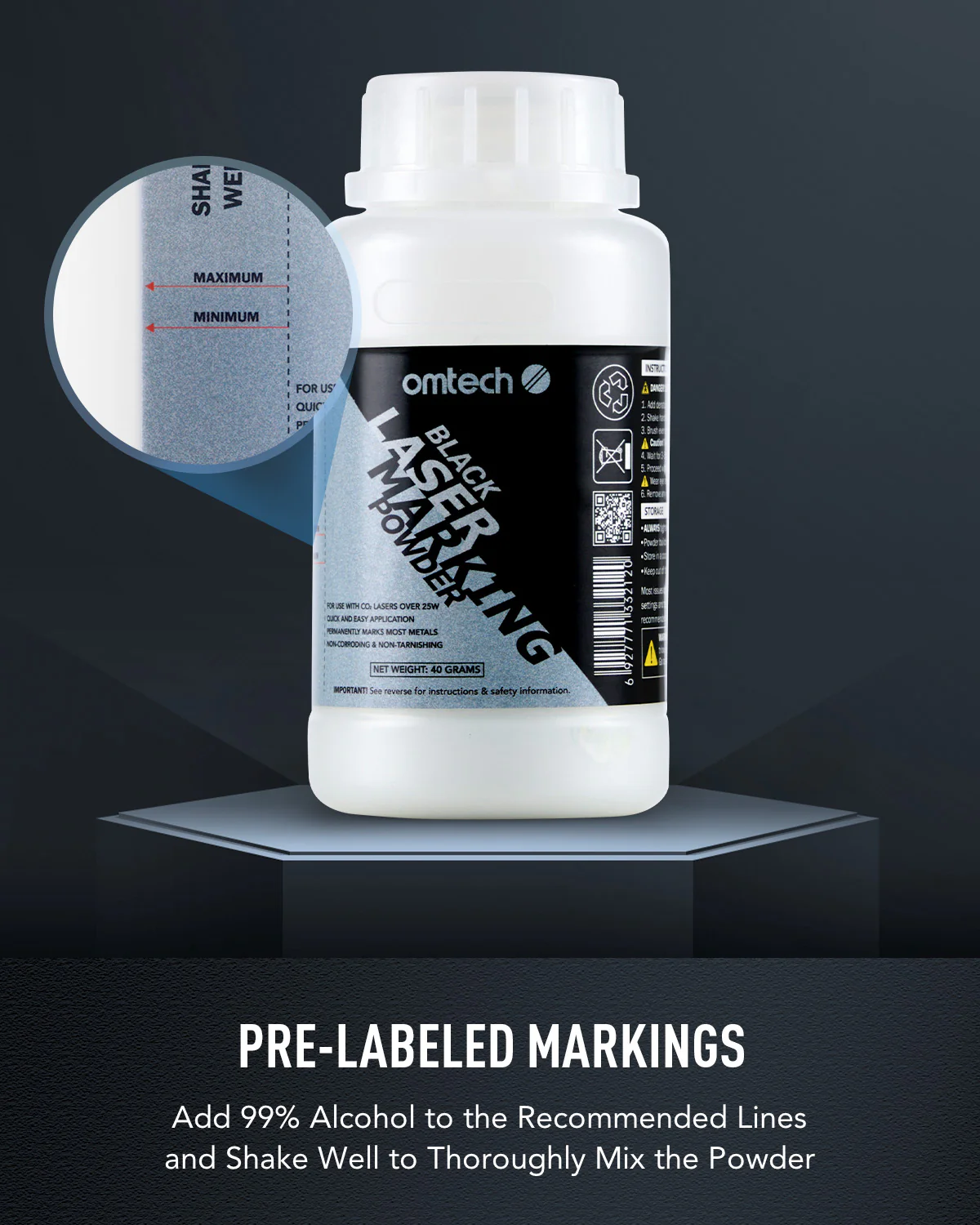 Metal Laser Marking Powder for CO2 Laser Engravers, 4.1 fl. oz. - Image 4