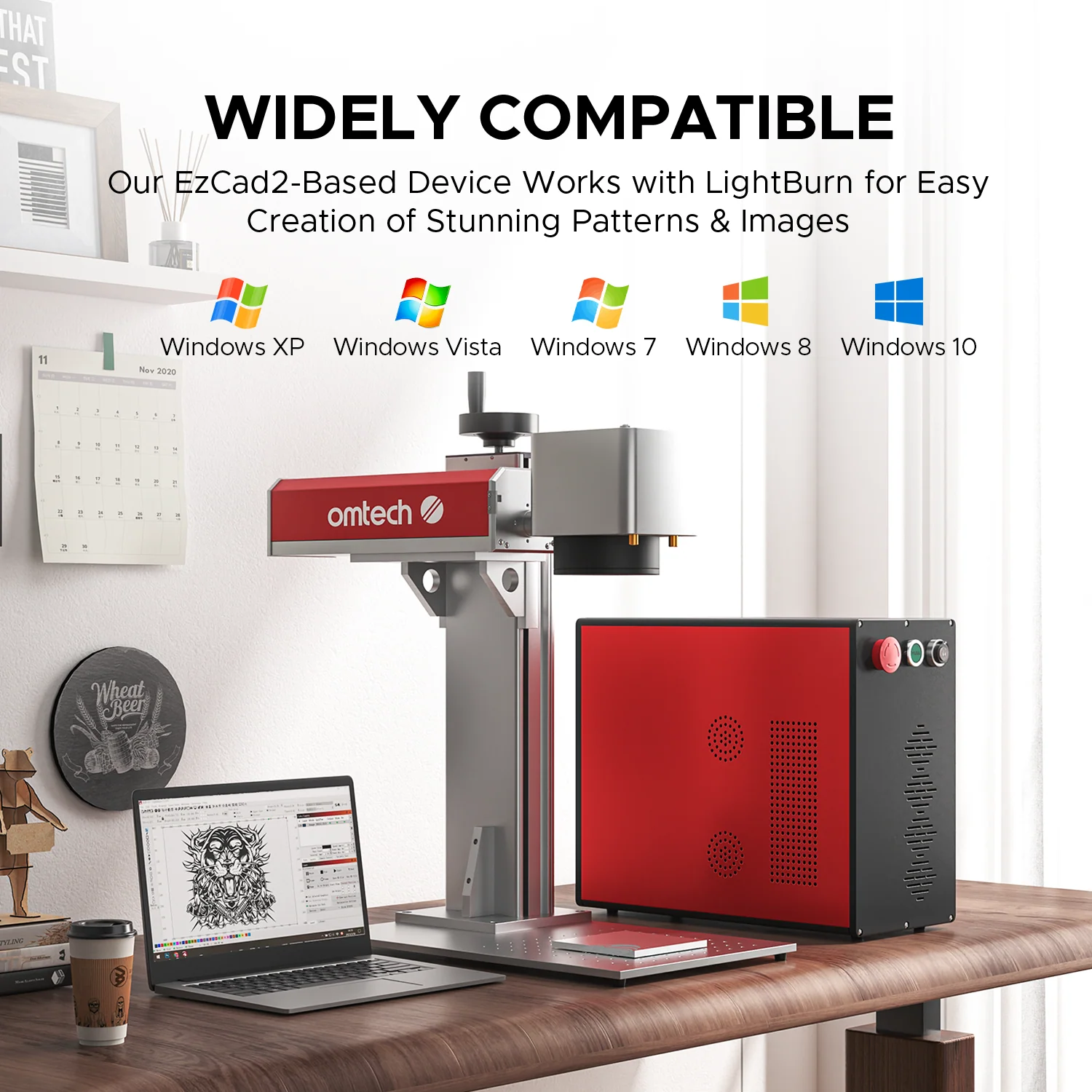 OMTech MOPA 60W Split Fiber Laser Engraver with 6.9" x 6.9" Working Area - Image 4