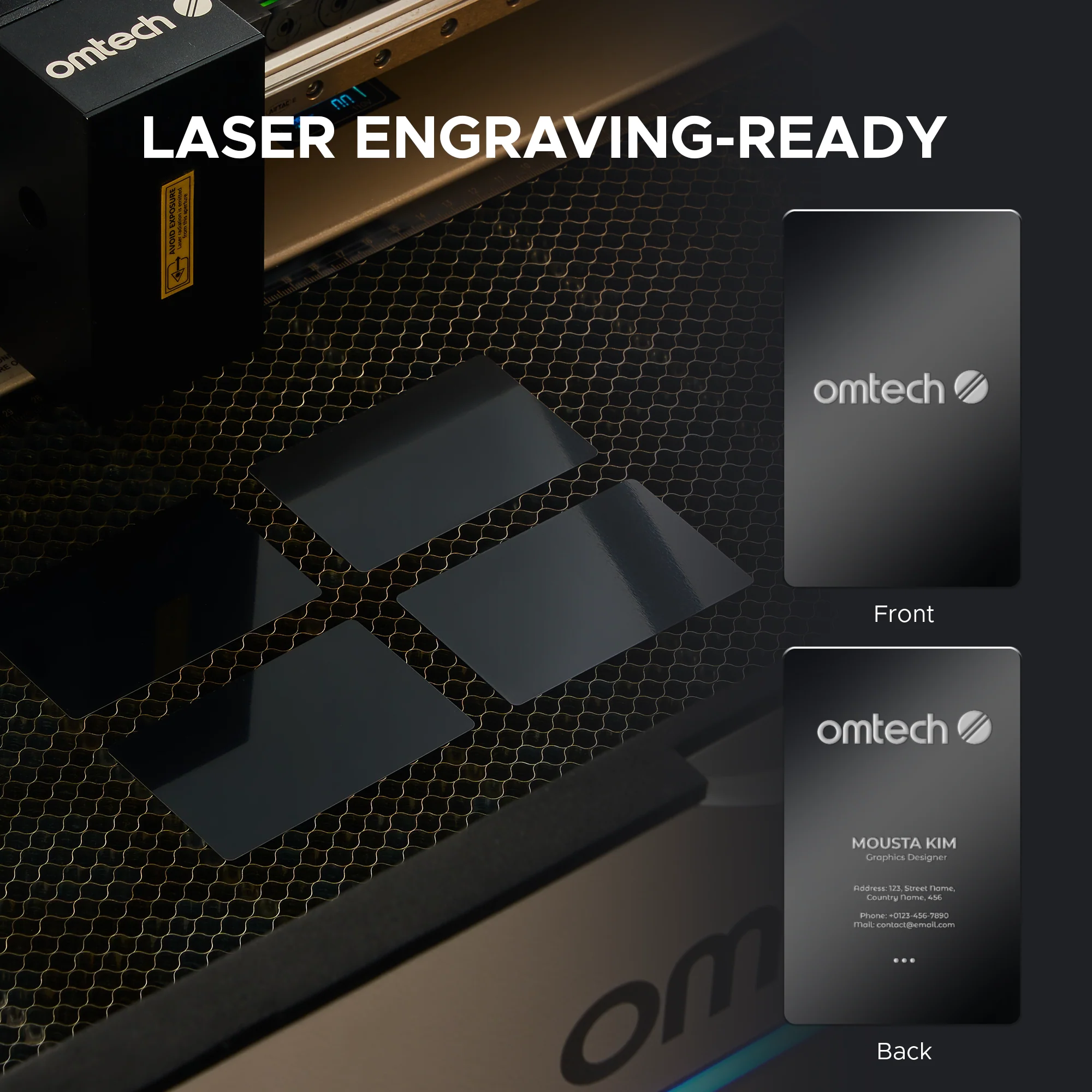 OMTech 100 PC Aluminum Black DIY Cards for Laser Engraver Machine - Image 5