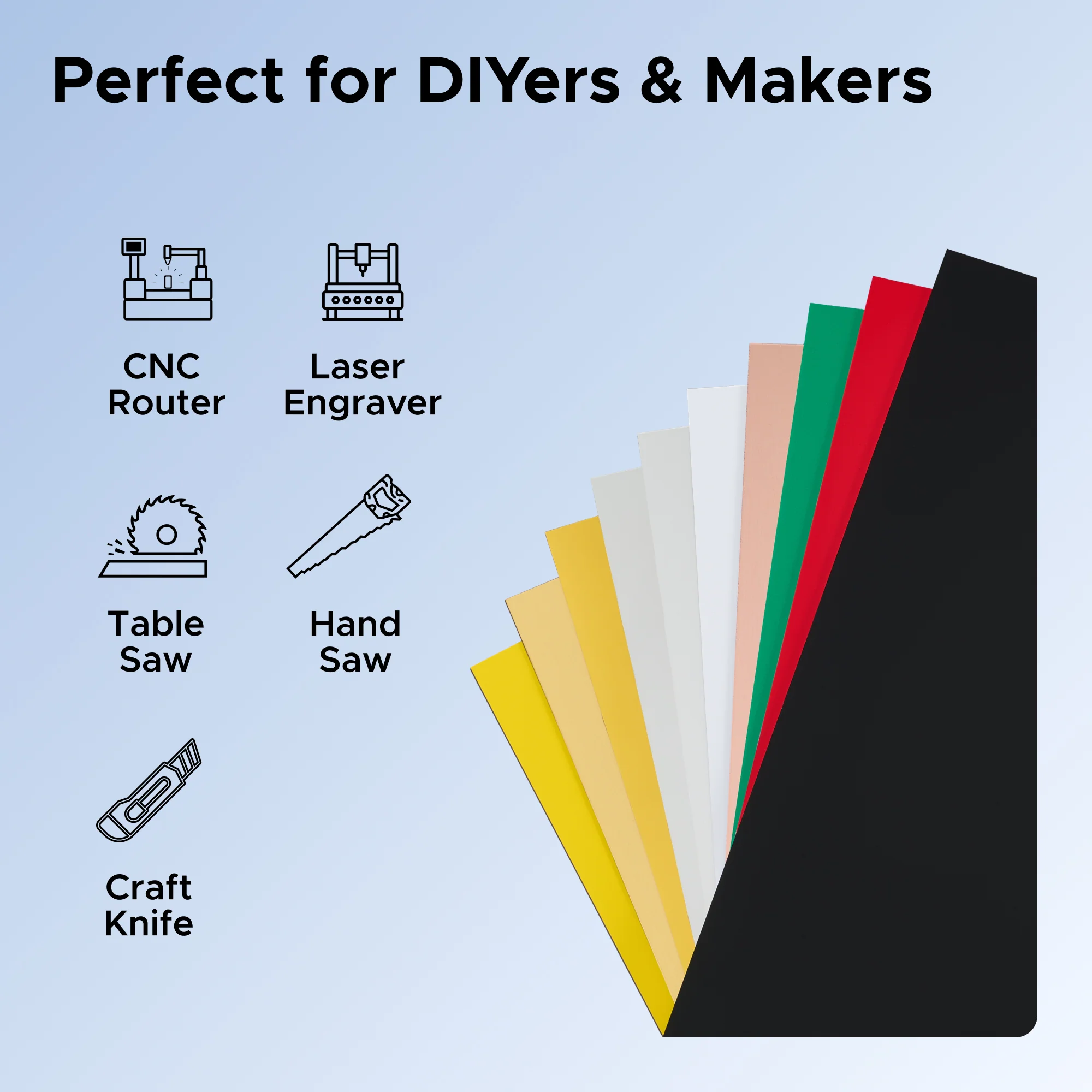 OMTech 10pc ABS Double Color Plastic Sheet Set, 11.8"x7.9"x0.1" Multi-Color ABS Plastic Blanks for Laser Engraving - Image 4