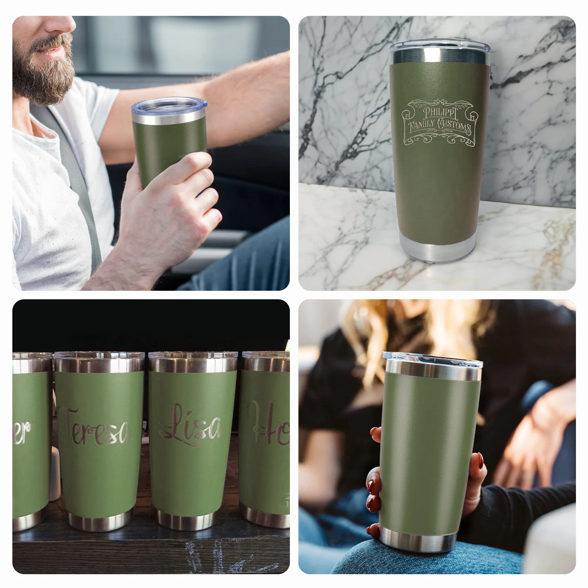 OMTech 20 oz Tumblers Bulk 6pc Stainless Steel Tumbler Set with Lid & Straw, Double Wall Vacuum Insulated Mug for Laser Engraver - Image 6