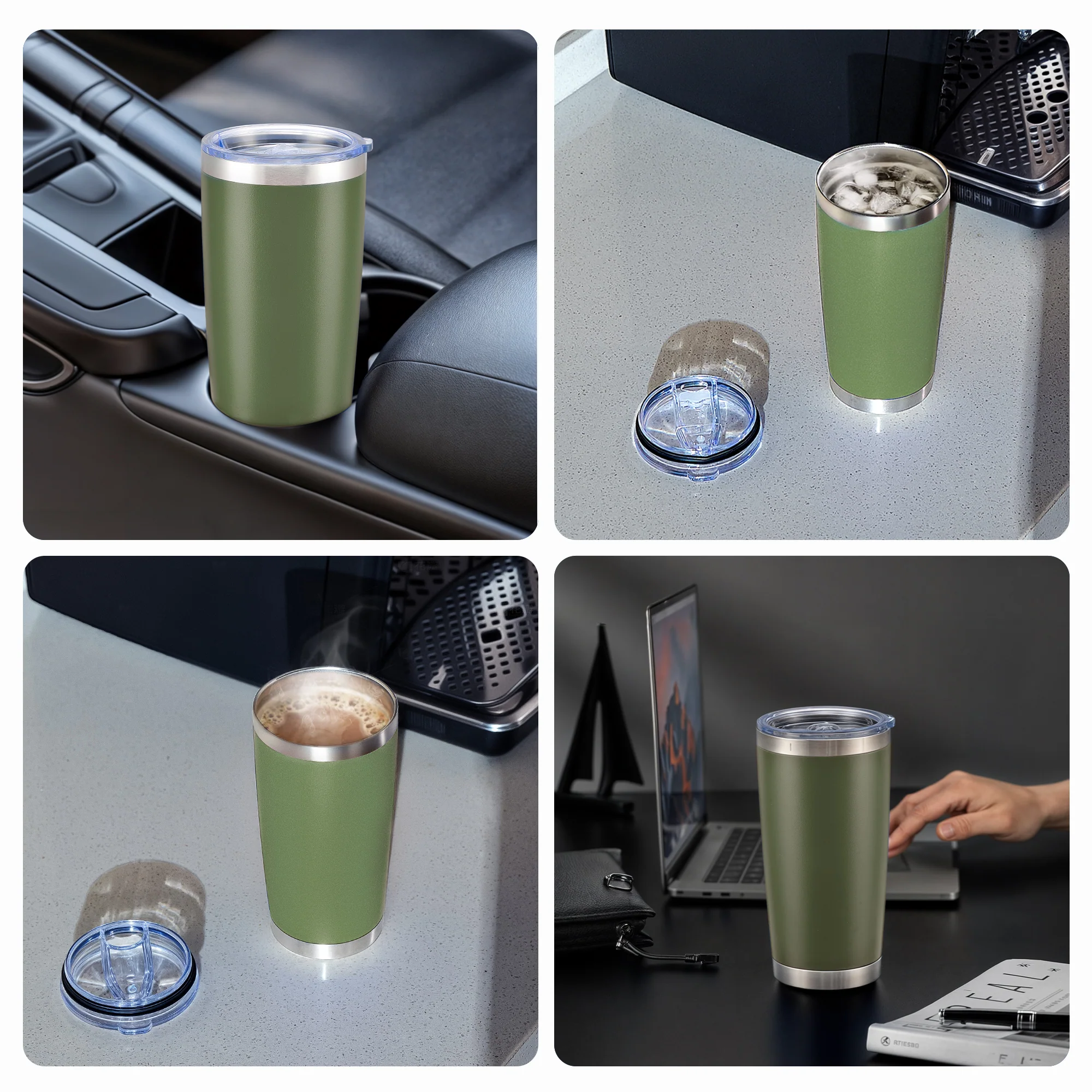 OMTech 20 oz Tumblers Bulk 6pc Stainless Steel Tumbler Set with Lid & Straw, Double Wall Vacuum Insulated Mug for Laser Engraver - Image 7