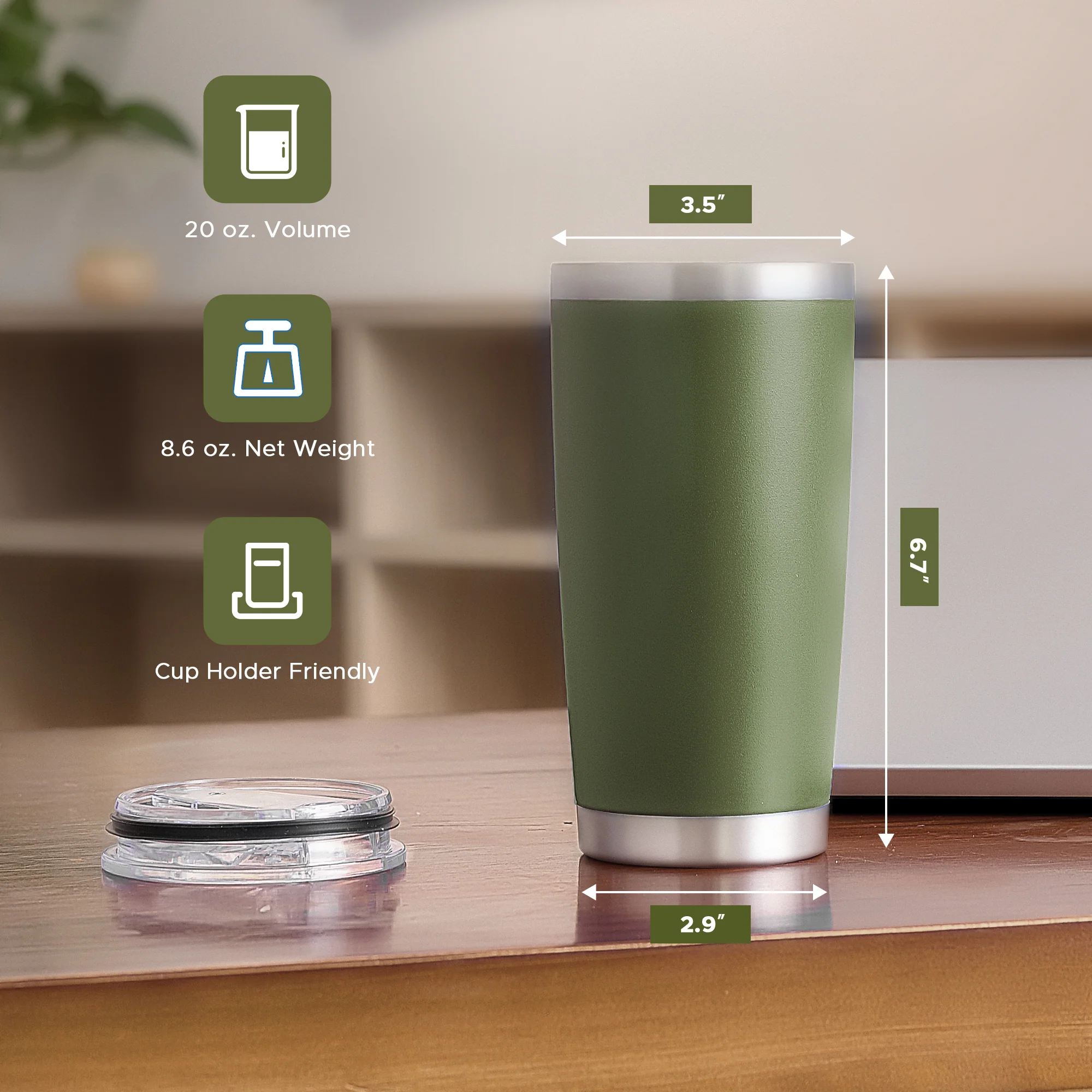 OMTech 20 oz Tumblers Bulk 6pc Stainless Steel Tumbler Set with Lid & Straw, Double Wall Vacuum Insulated Mug for Laser Engraver - Image 8