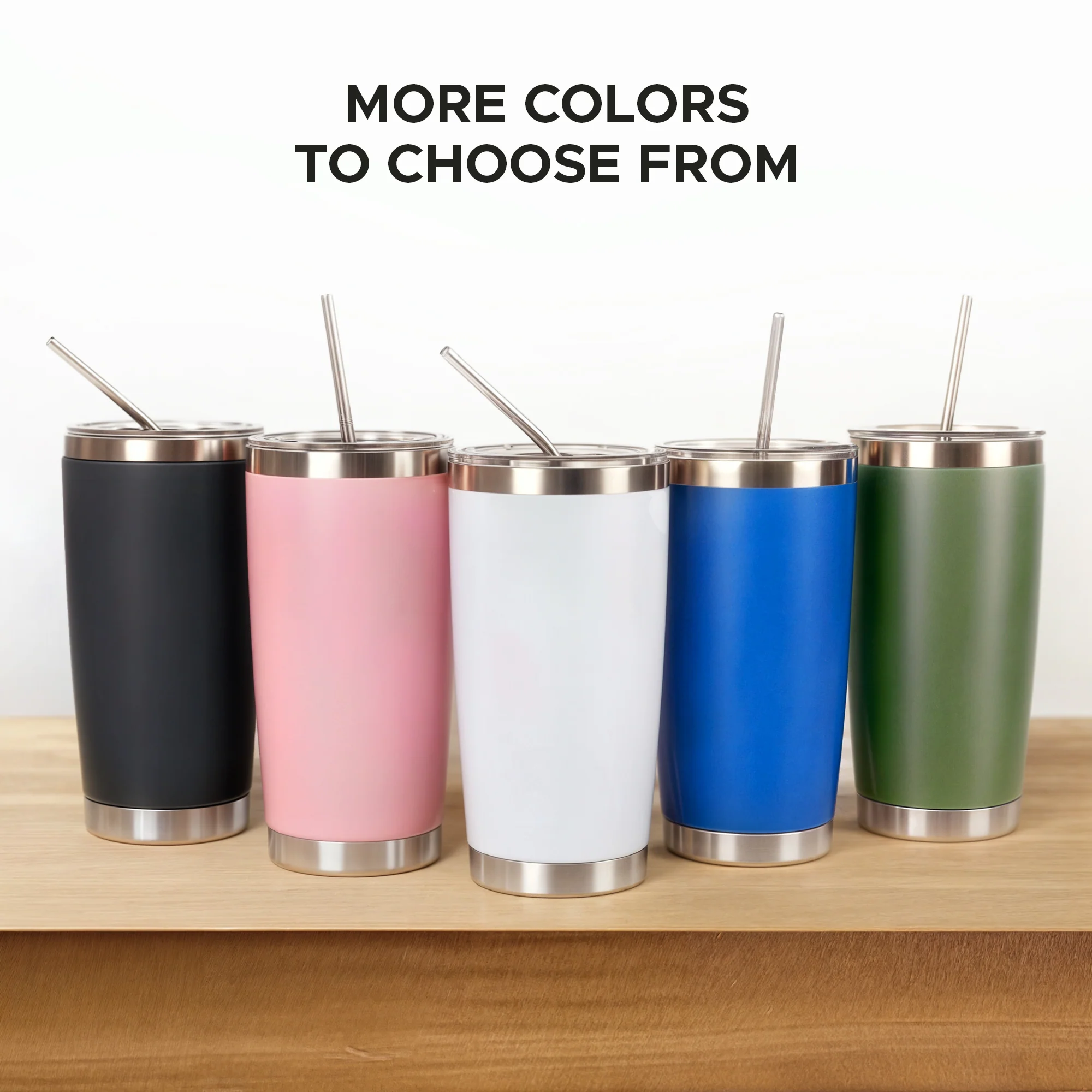 OMTech 20 oz Tumblers Bulk 6pc Stainless Steel Tumbler Set with Lid & Straw, Double Wall Vacuum Insulated Mug for Laser Engraver - Image 9