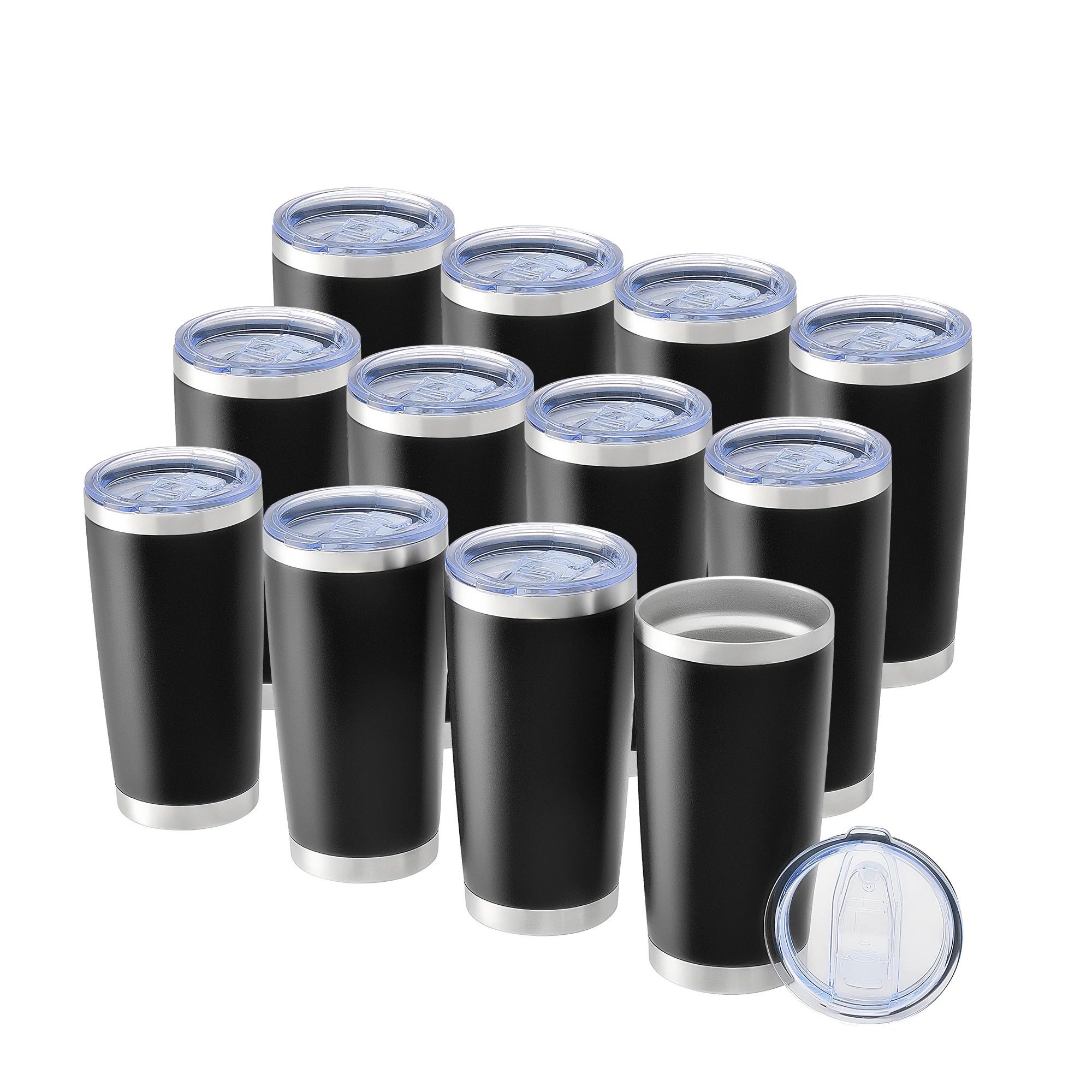 OMTech 20 oz Tumblers Bulk 12pc Stainless Steel Tumbler Set with Lid & Straw, Double Wall Vacuum Insulated Mug for Laser Engraver - Image 12