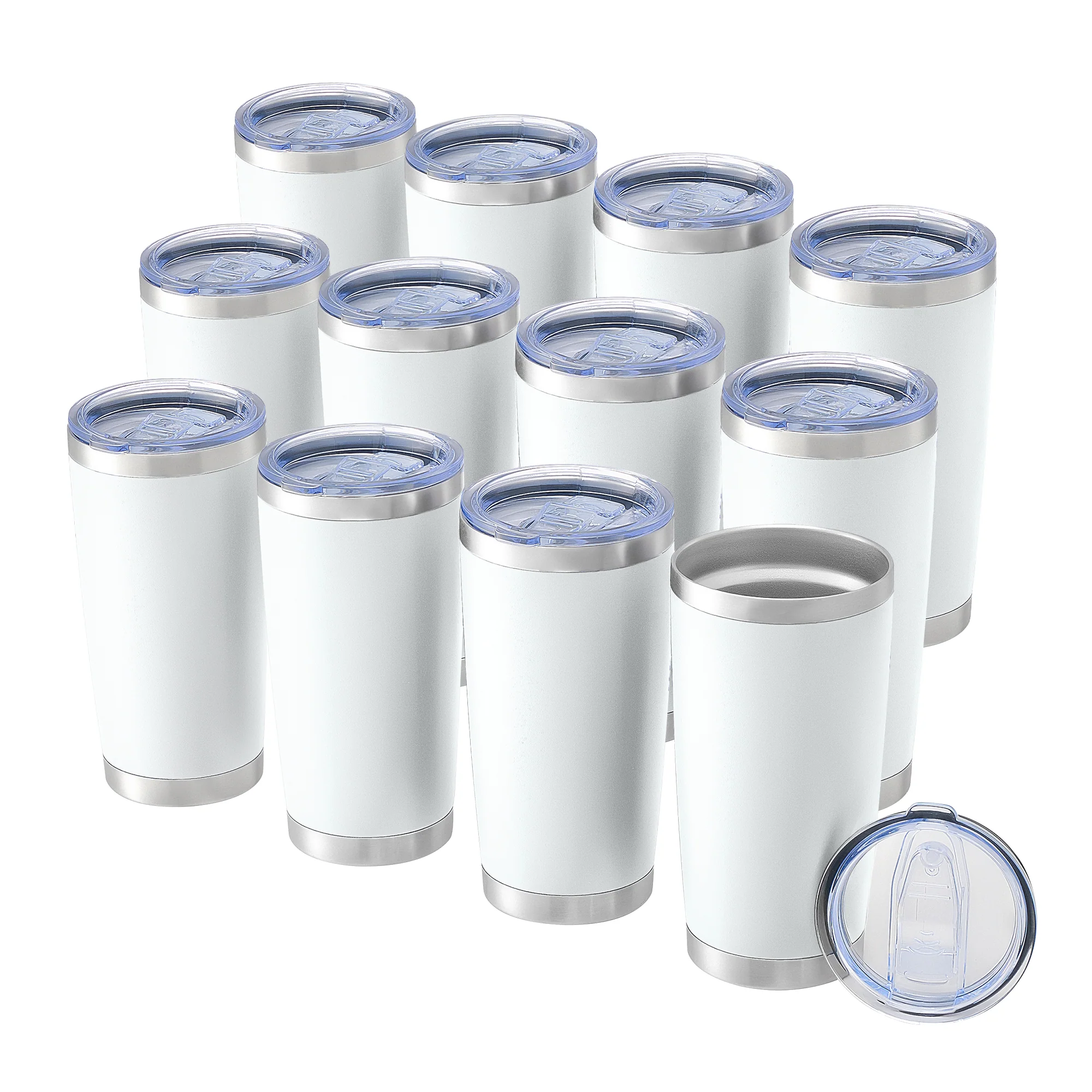 OMTech 20 oz Tumblers Bulk 12pc Stainless Steel Tumbler Set with Lid & Straw, Double Wall Vacuum Insulated Mug for Laser Engraver - Image 13