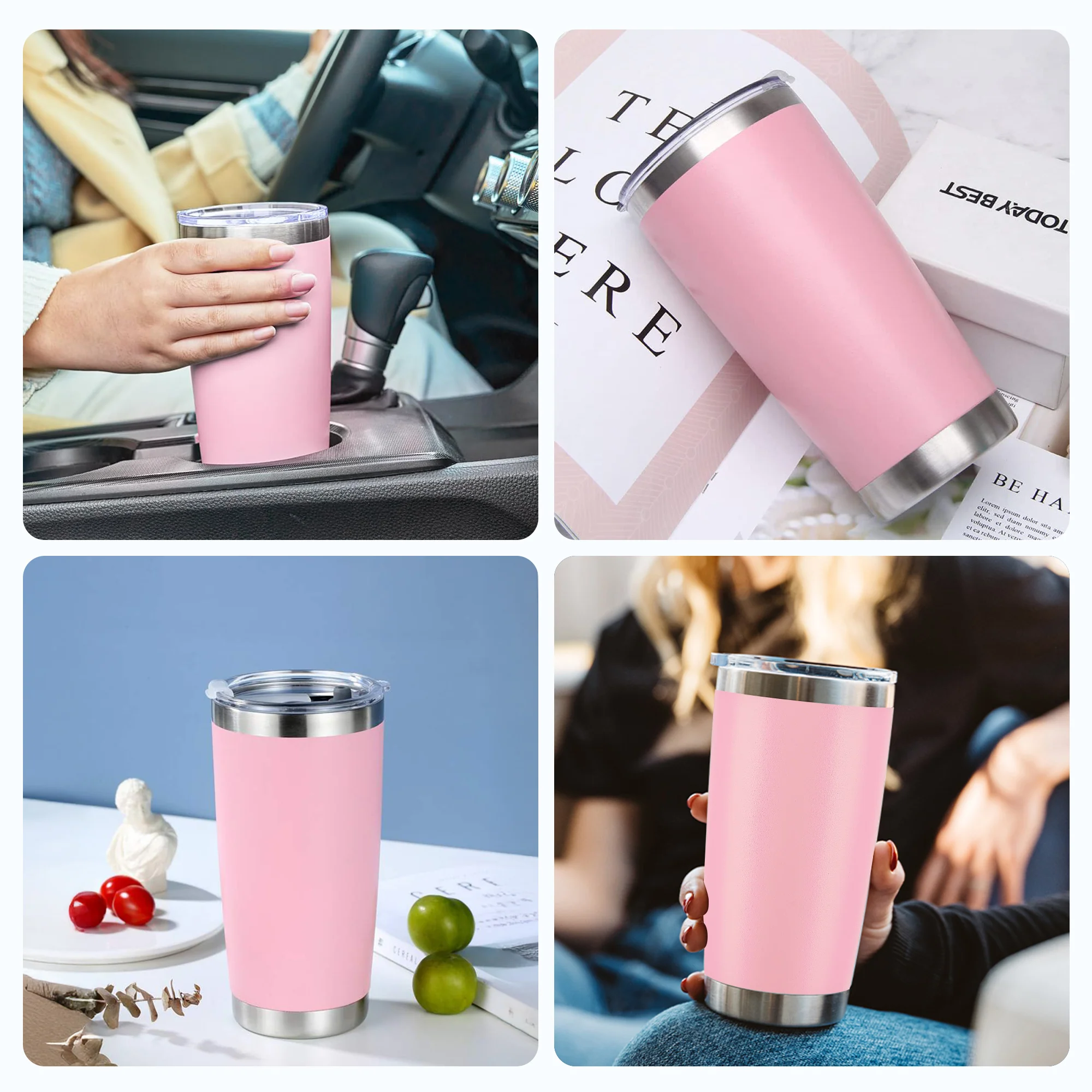 OMTech 20 oz Tumblers Bulk 12pc Stainless Steel Tumbler Set with Lid & Straw, Double Wall Vacuum Insulated Mug for Laser Engraver - Image 6