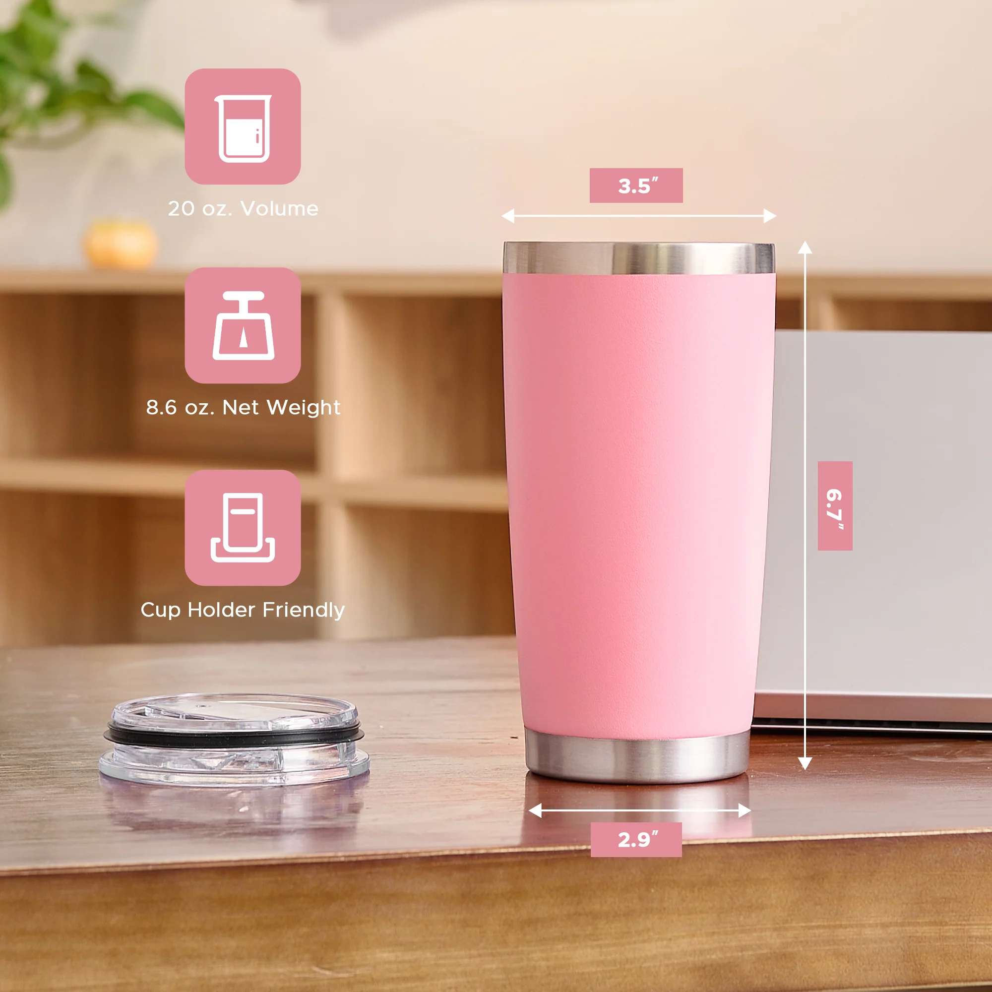 OMTech 20 oz Tumblers Bulk 12pc Stainless Steel Tumbler Set with Lid & Straw, Double Wall Vacuum Insulated Mug for Laser Engraver - Image 8
