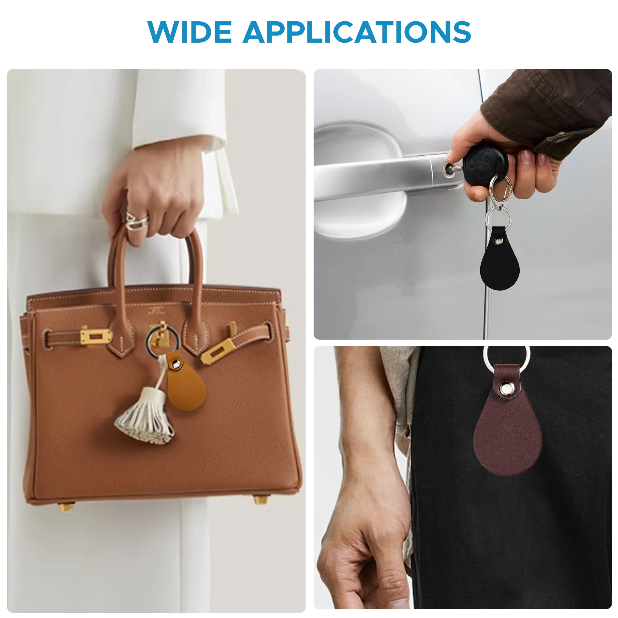 OMTech 50pc/ 100pc/ 200pc Leather Key Fob Kit, Drop Shaped Leather Key Chain Key Tag Bulk for Laser Engraving Keychain Making DIY Craft - Image 5