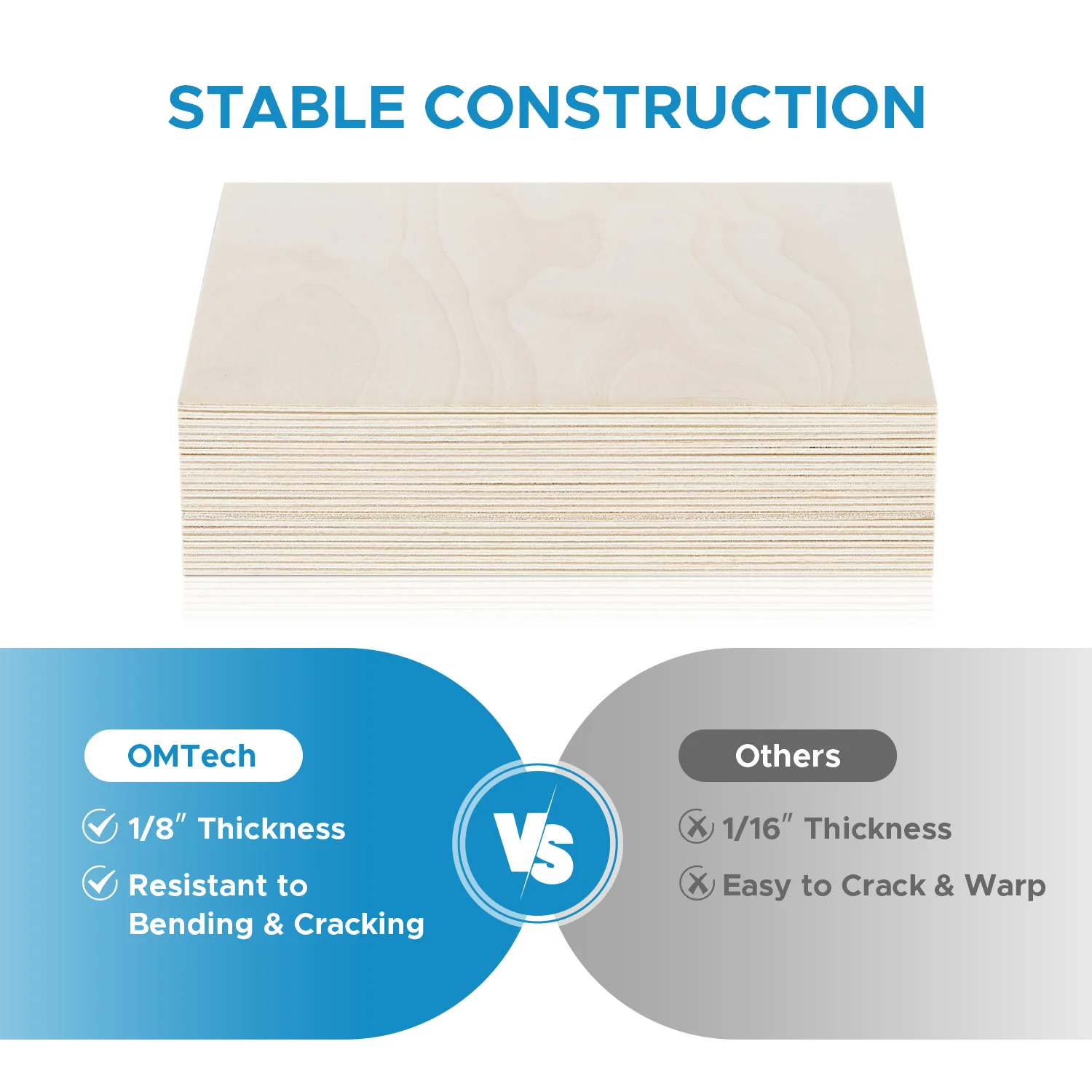 OMTech 24 Pack Poplar Wood Sheets, 12 x 12 Inch Poplar Plywood Sheets for Laser Engraving & Cutting - Image 7
