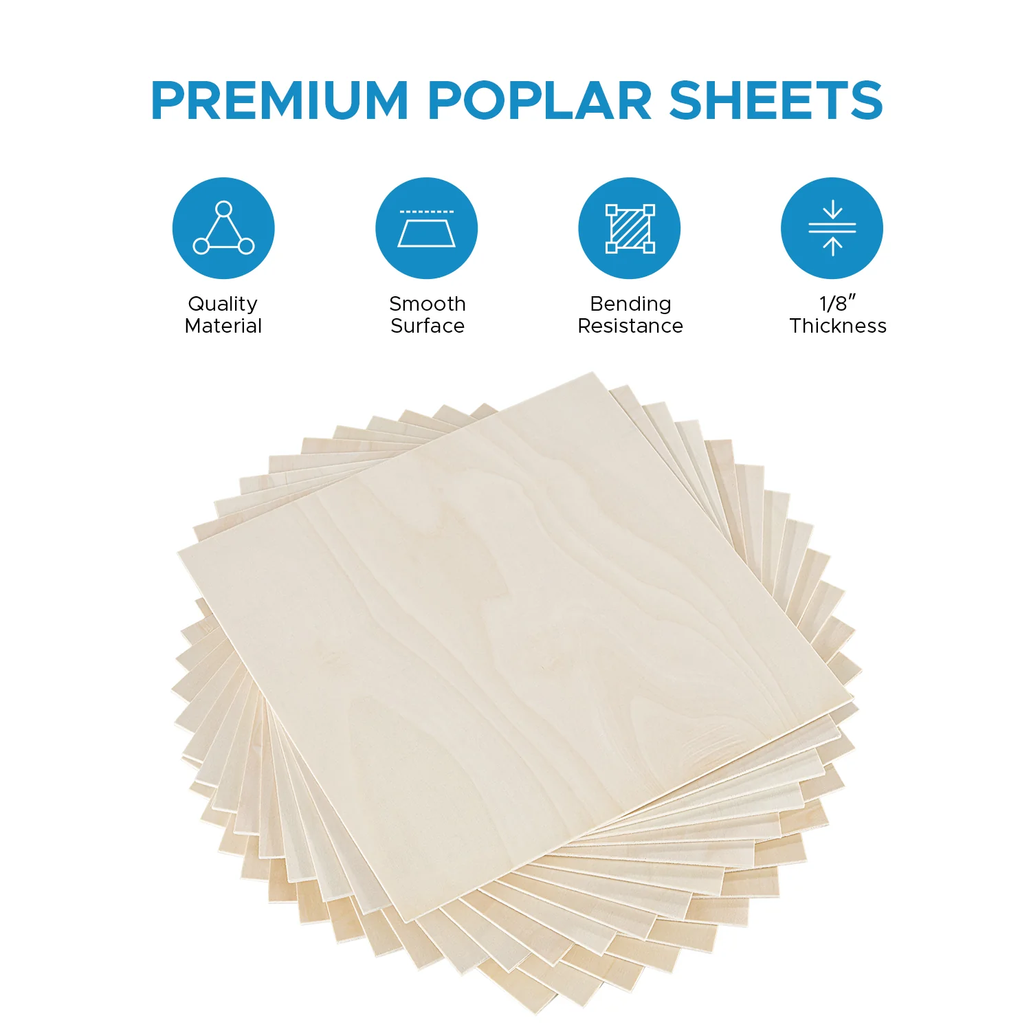 OMTech 24 Pack Poplar Wood Sheets, 12 x 12 Inch Poplar Plywood Sheets for Laser Engraving & Cutting - Image 8