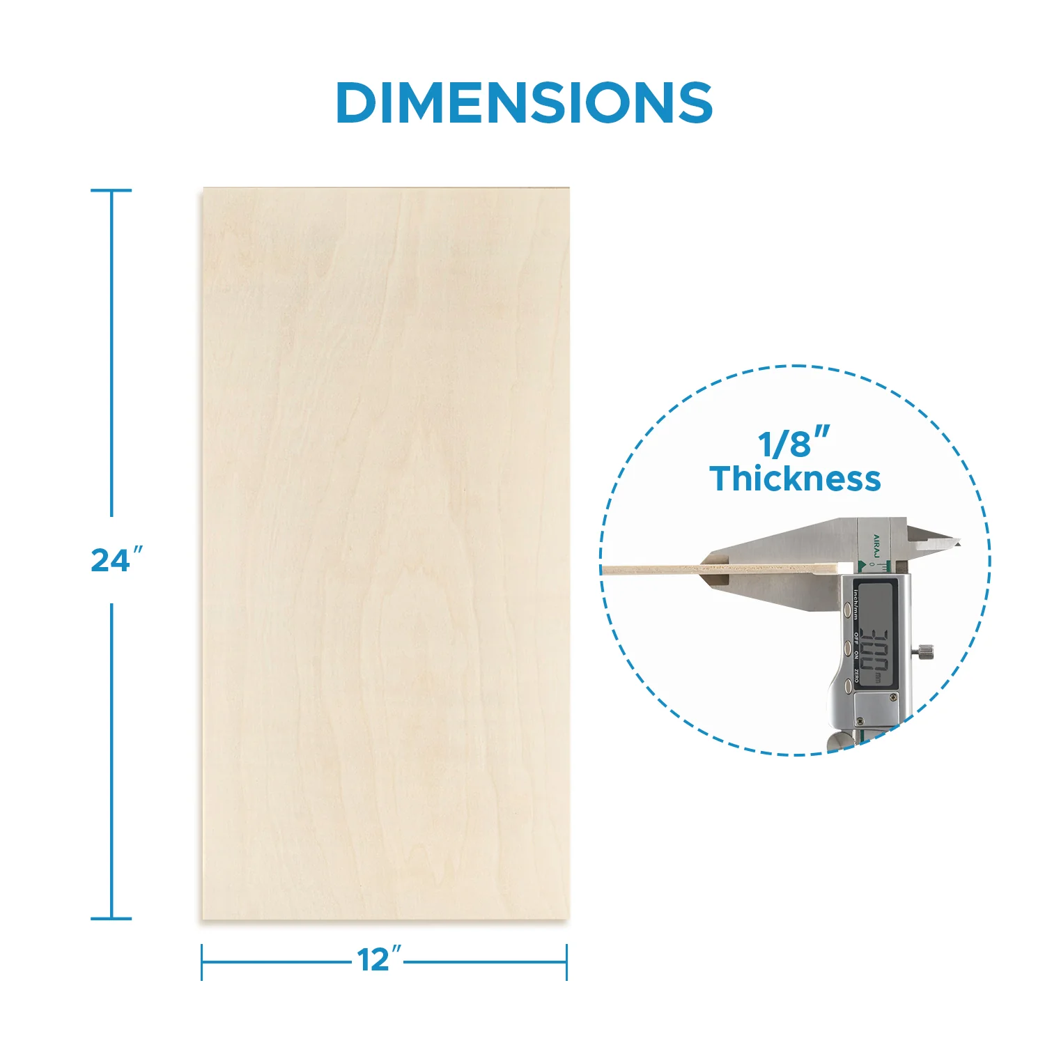 OMTech 24 Pack Poplar Wood Sheets, 12 x 24 Inch Poplar Plywood Sheets for Laser Engraving & Cutting - Image 3