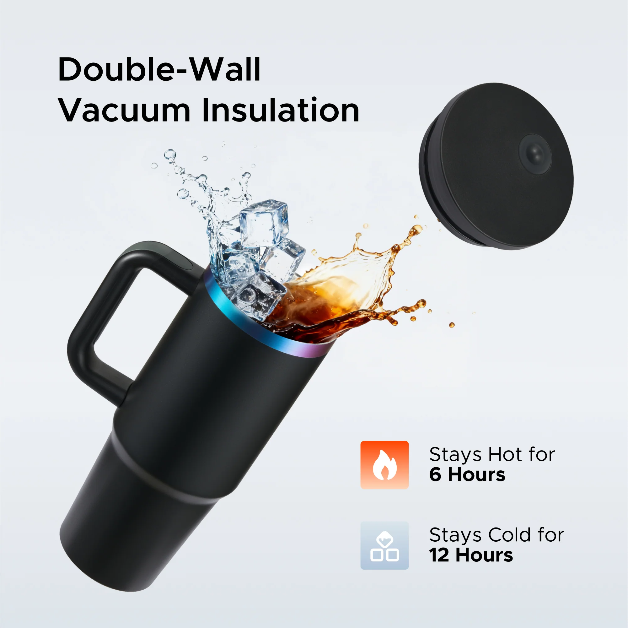 OMTech 30 oz. Tumblers with Handle & Lid, 12 Pack Tumbler Bulk with Double Wall Vacuum Insulation - Image 3