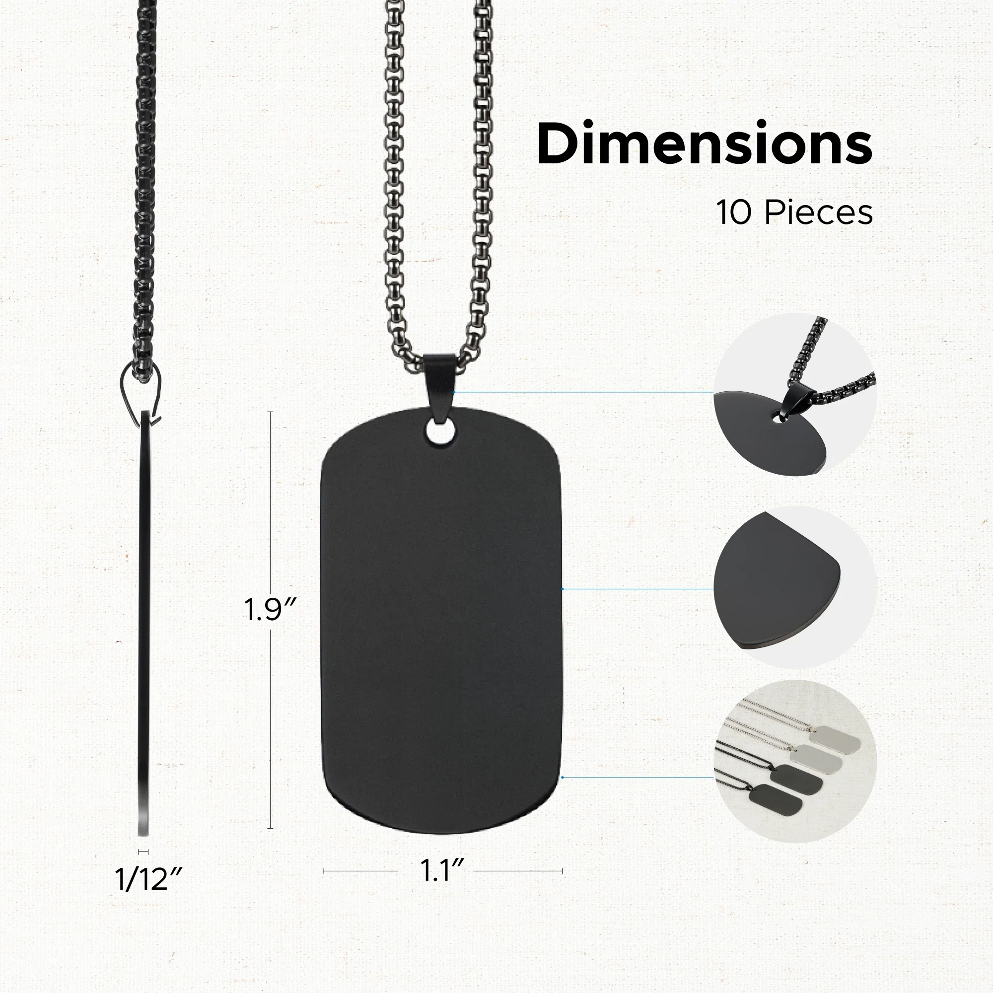 OMTech Dog Tag Necklace Set, Stainless Steel Necklaces with Chains for Laser Engraving - Image 9