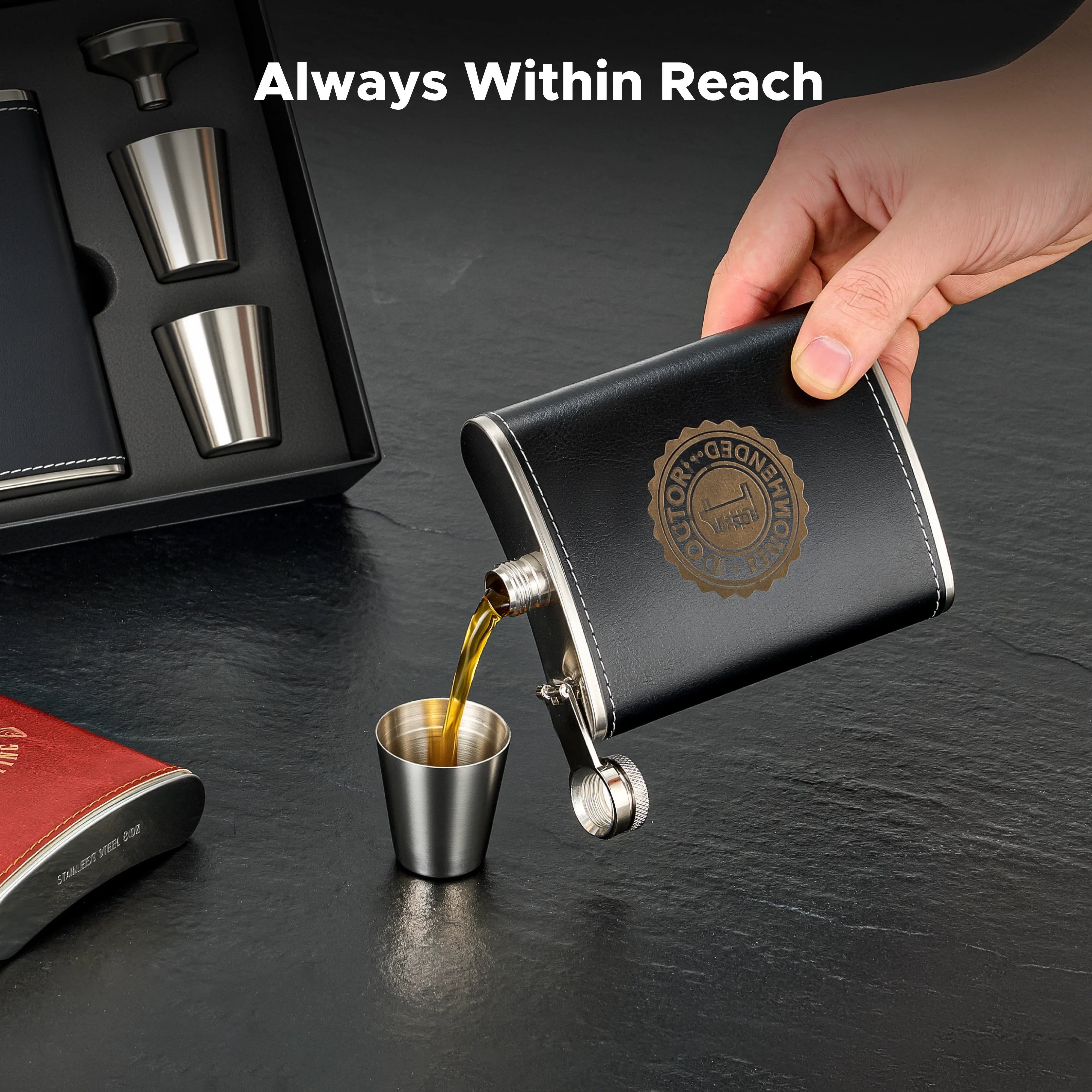 OMTech Hip Flasks for Liquor, Drinking Vessels for Whiskey Vodka Rum Gin More - Image 5