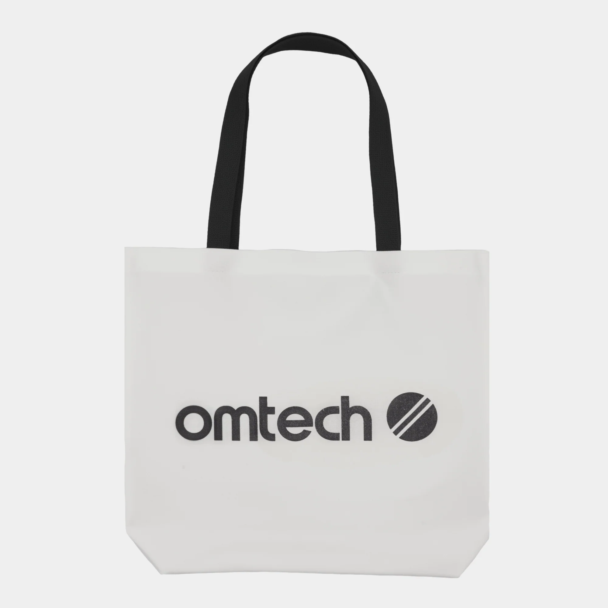 OMTech Logo Canvas Tote Bag (White with Black Strap) - Image 4