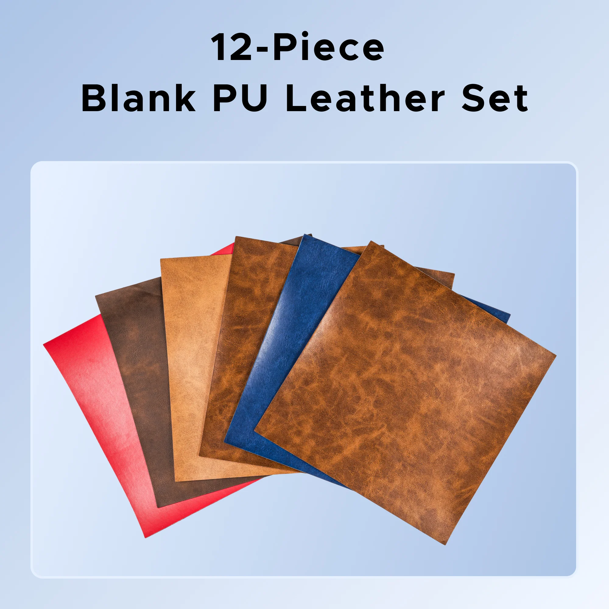 OMTech 12 Pack PU Leather Sheets, 12" x 12" 1.1mm Leather Blanks for Laser Engraving, 6 Colors Non Self Adhesive Leatherette Patches Laser Engraver Accessories Supplies for DIY Custom Crafts - Image 3