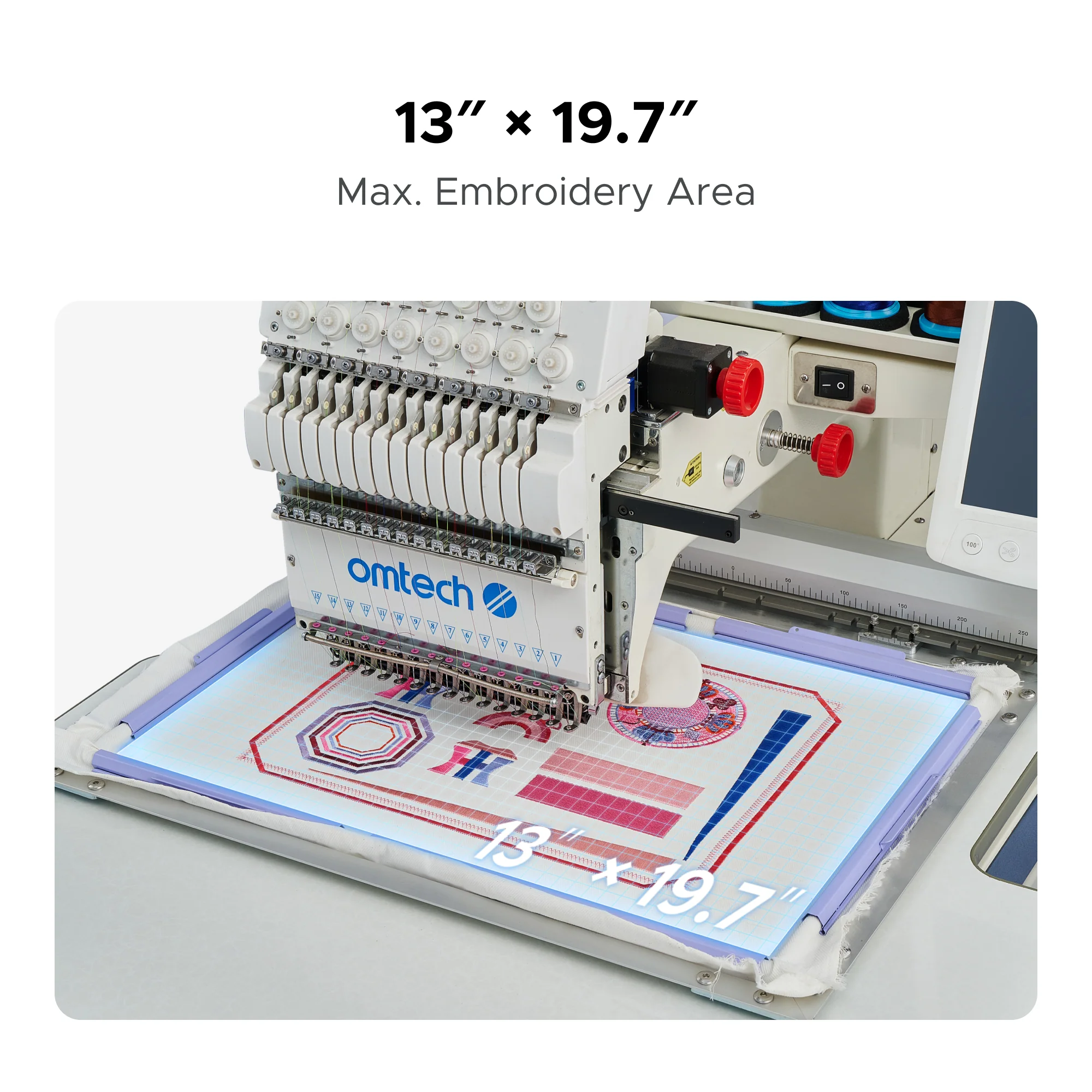 OMTech Pulse 15 Needle Commercial Embroidery Machine - Image 4