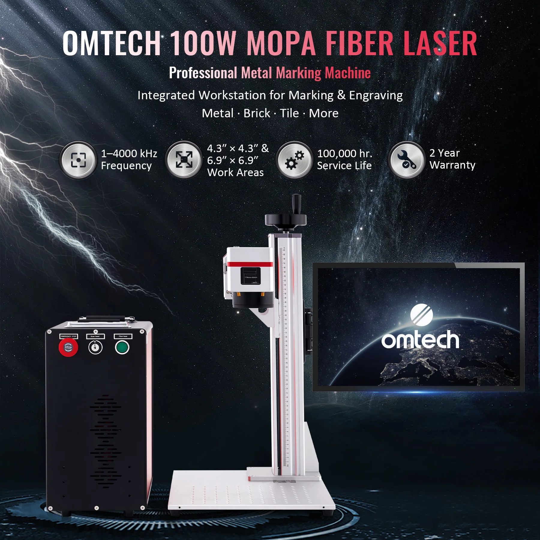Pre-Owned MP6969-100 - 100W MOPA FIBER LASER MARKING ENGRAVING MACHINE WITH 6.9” X 6.9” WORKING AREA - Image 2