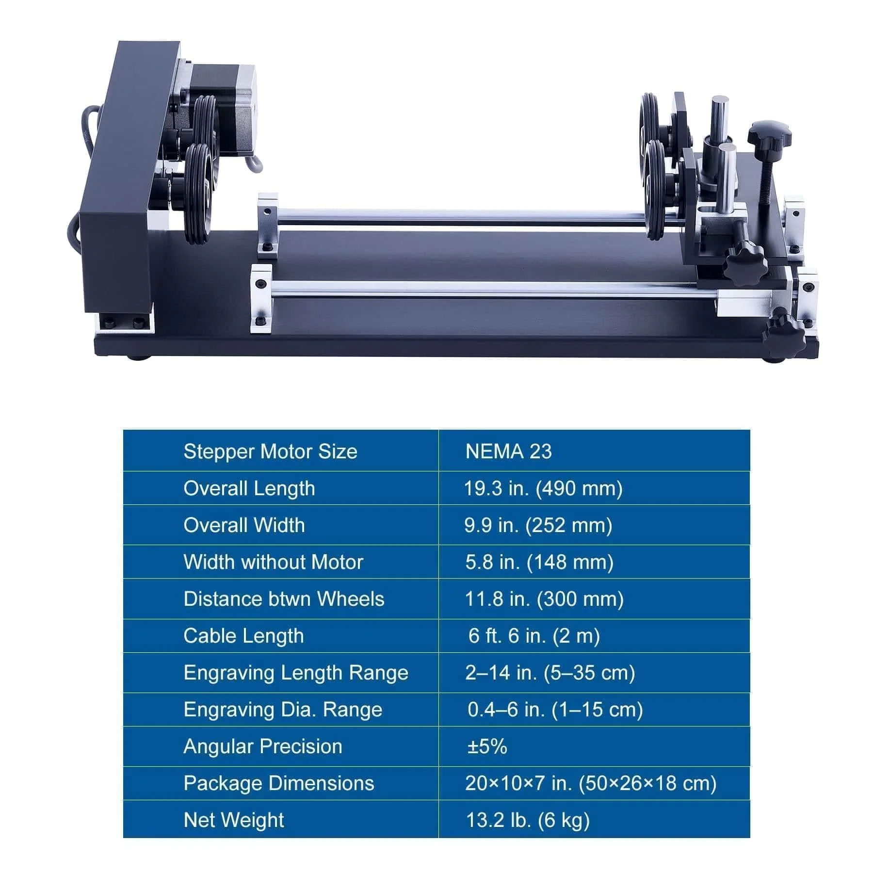 4-WHEEL ROTARY AXIS WITH 360 DEGREE ROTATION FOR 50W AND UP CO2 LASER ENGRAVER CUTTING MACHINE - Image 3