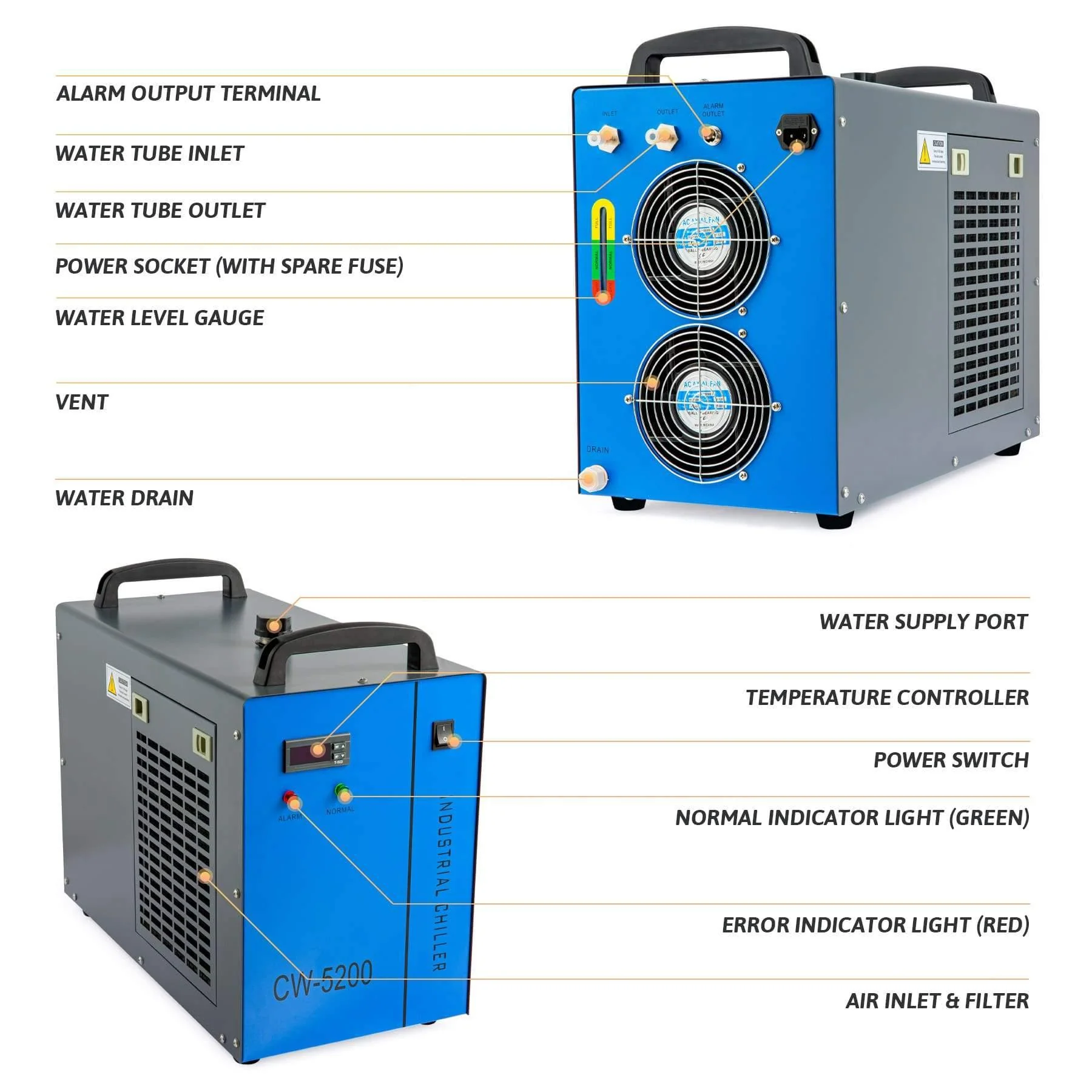Pre-Owned 6L CW-5200 INDUSTRIAL WATER CHILLER MACHINE FOR 50W-150W CO2 LASER ENGRAVER - Image 3