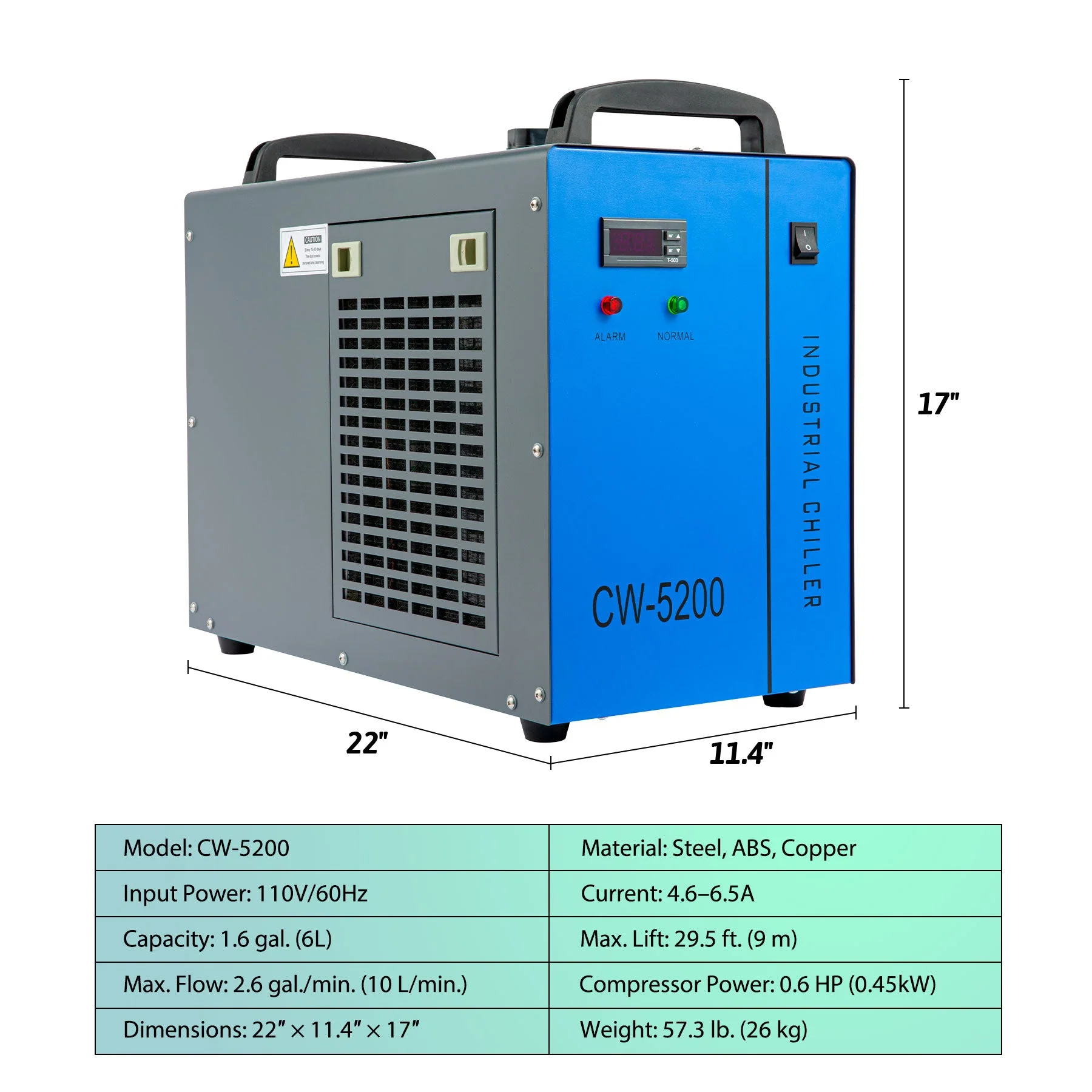 Pre-Owned 6L CW-5200 INDUSTRIAL WATER CHILLER MACHINE FOR 50W-150W CO2 LASER ENGRAVER - Image 4