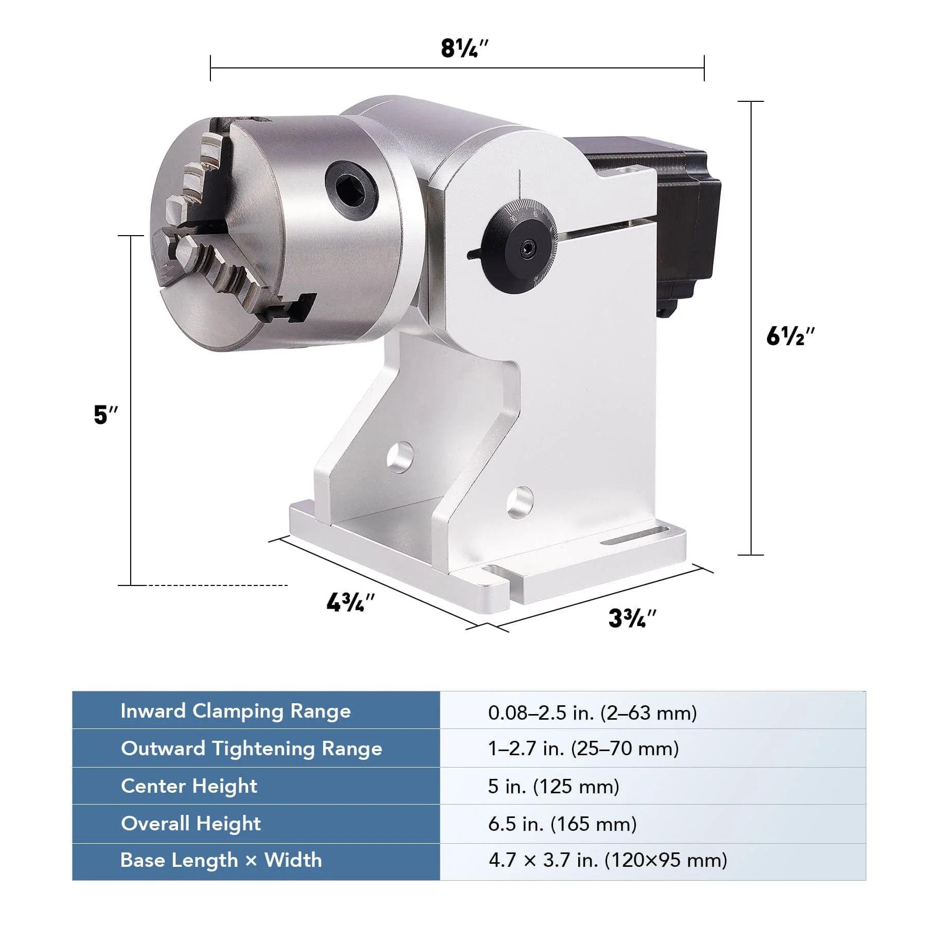 80mm Rotary 3 Jaw Axis Attachment for Fiber Laser Engraver for Irregular-Shaped Objects (For Fiber Machines Only) - Image 8