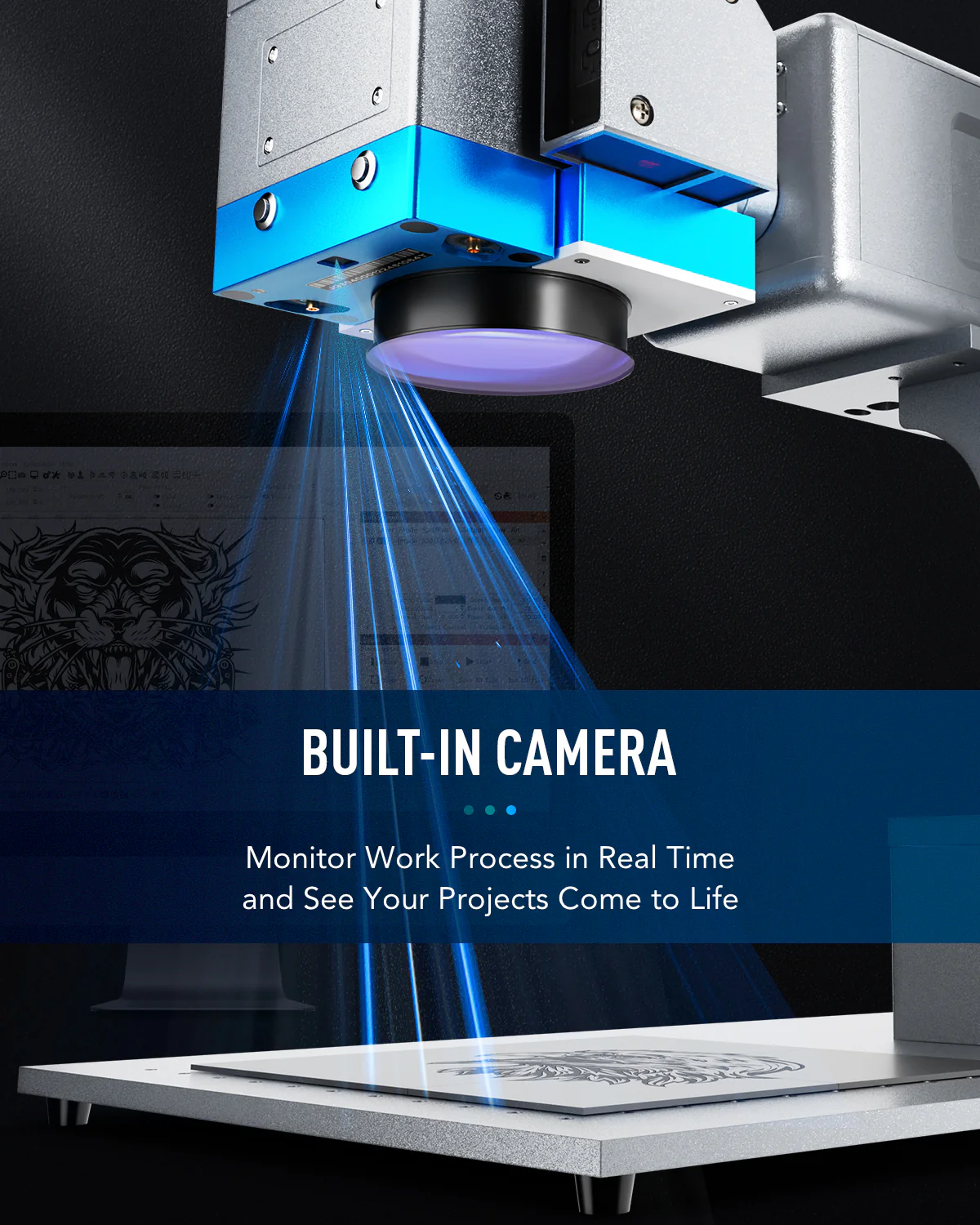 Pre-Owned FM6969-50S-50W SPLIT FIBER LASER MARKER ENGRAVING MACHINE WITH 6.9'' X 6.9'' WORKING AREA AND BUILT-IN CAMERA FUNCTION - Image 4