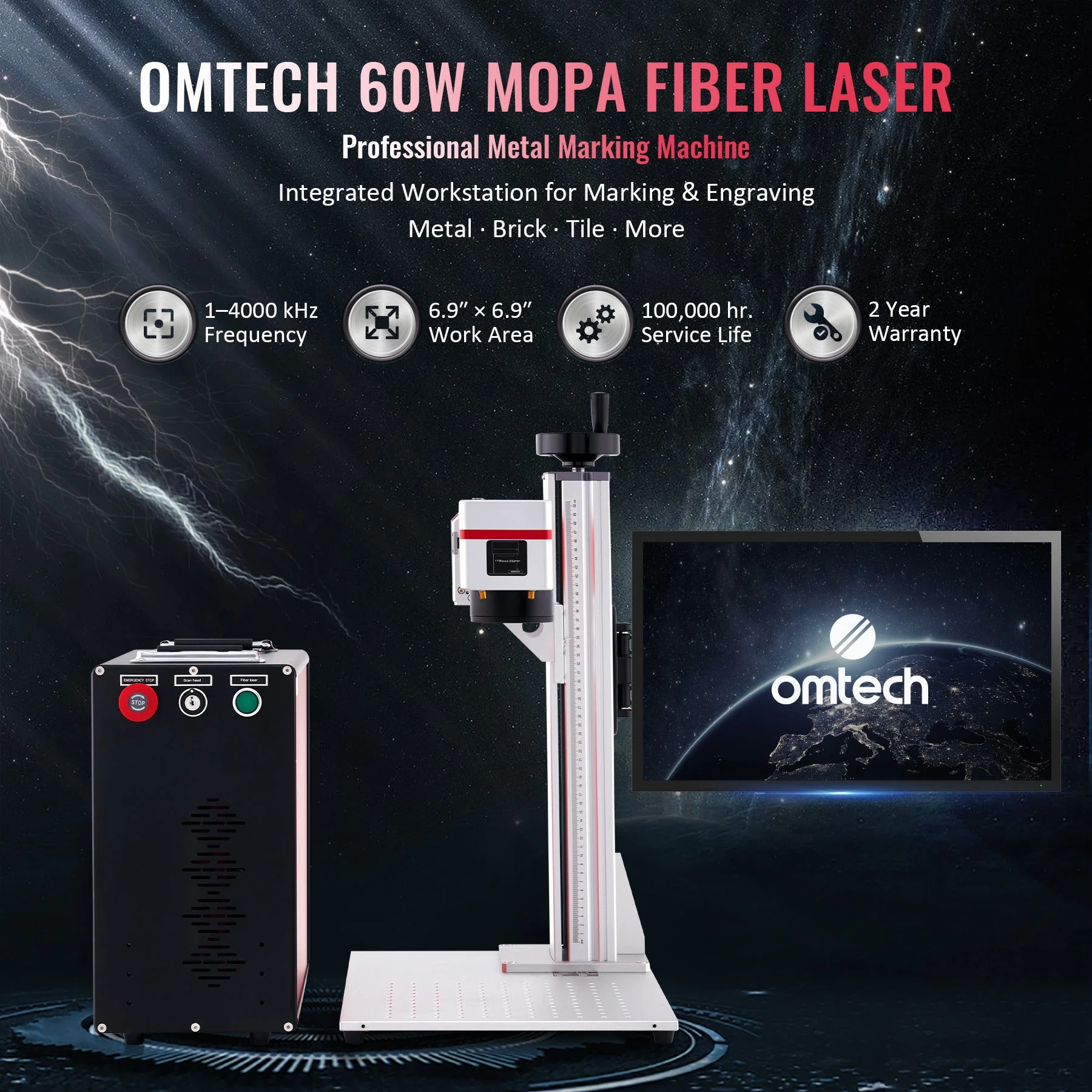 Pre-Owned MP6969-60 - 60W MOPA FIBER LASER MARKING ENGRAVING MACHINE WITH 6.9” X 6.9” WORKING AREA - Image 4