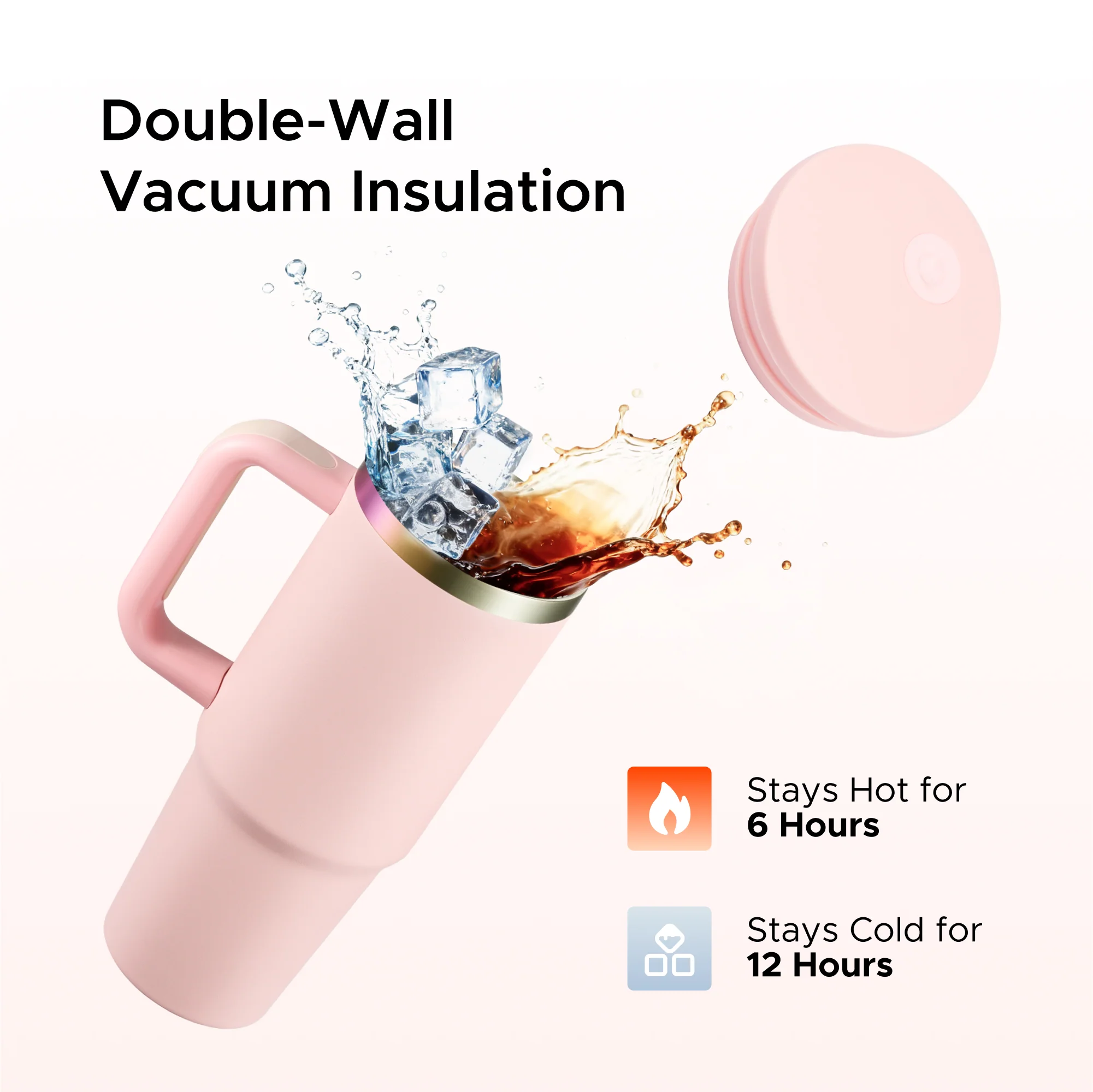 OMTech 40 oz. Tumblers with Handle & Lid, 12 Pack Tumbler Bulk with Double Wall Vacuum Insulation - Image 3