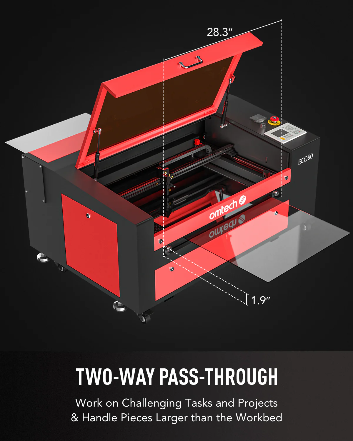 Pre-Owned OMTech 60W CO2 Laser Engraver, 24x16 Inch Laser Engraving Cutting Machine - Image 2