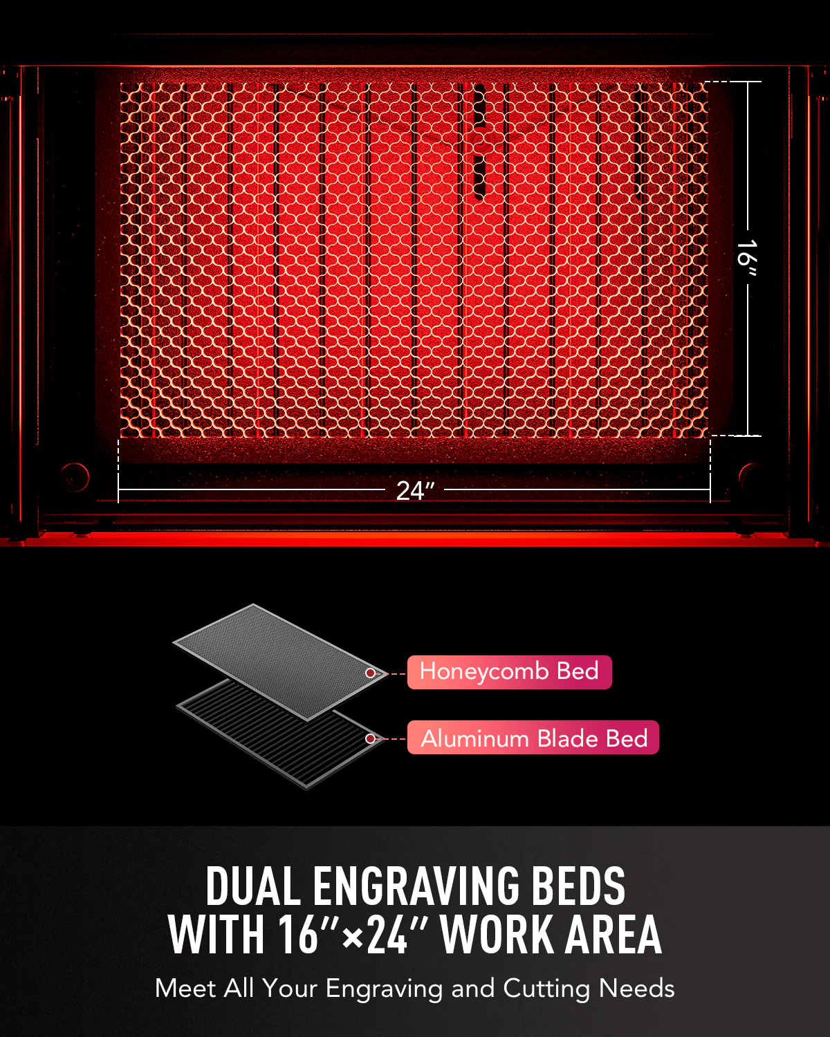 Pre-Owned OMTech 60W CO2 Laser Engraver, 24x16 Inch Laser Engraving Cutting Machine - Image 3