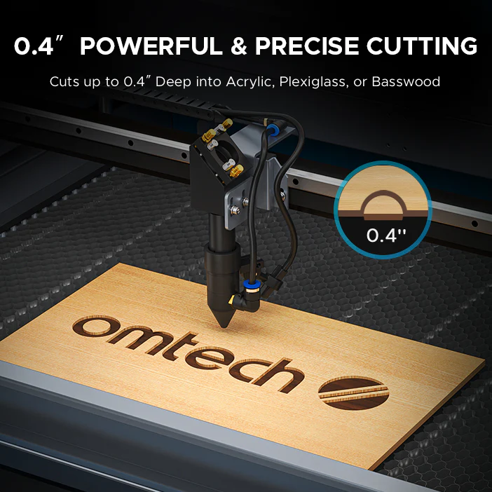 OMTech Maker MF2028-100 100W CO2 Laser Cutter and Engraver with 20" x 28" Working Area - Image 6